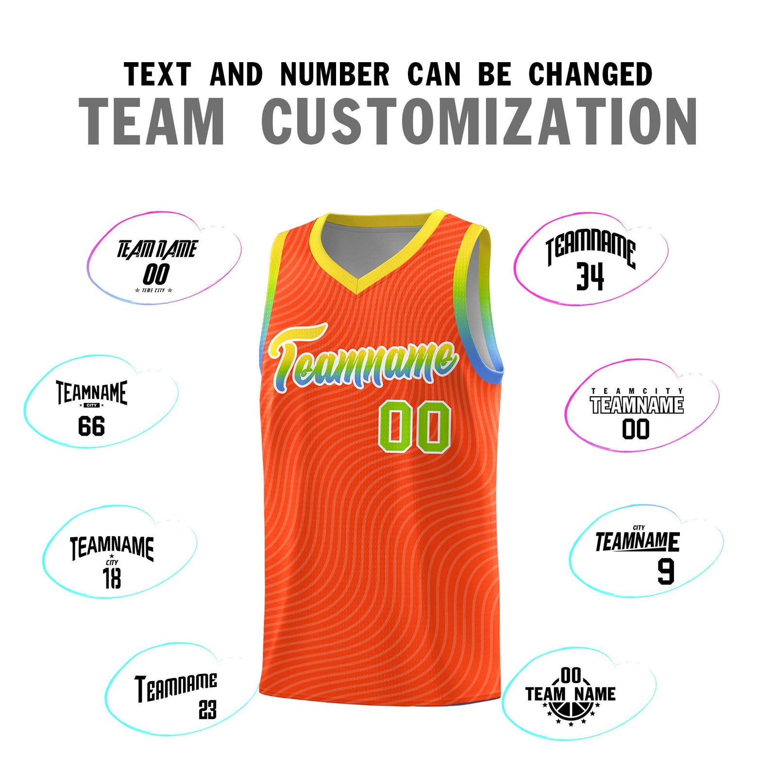 Custom Orange Gold Wave Pattern Sports Uniform Basketball Jersey