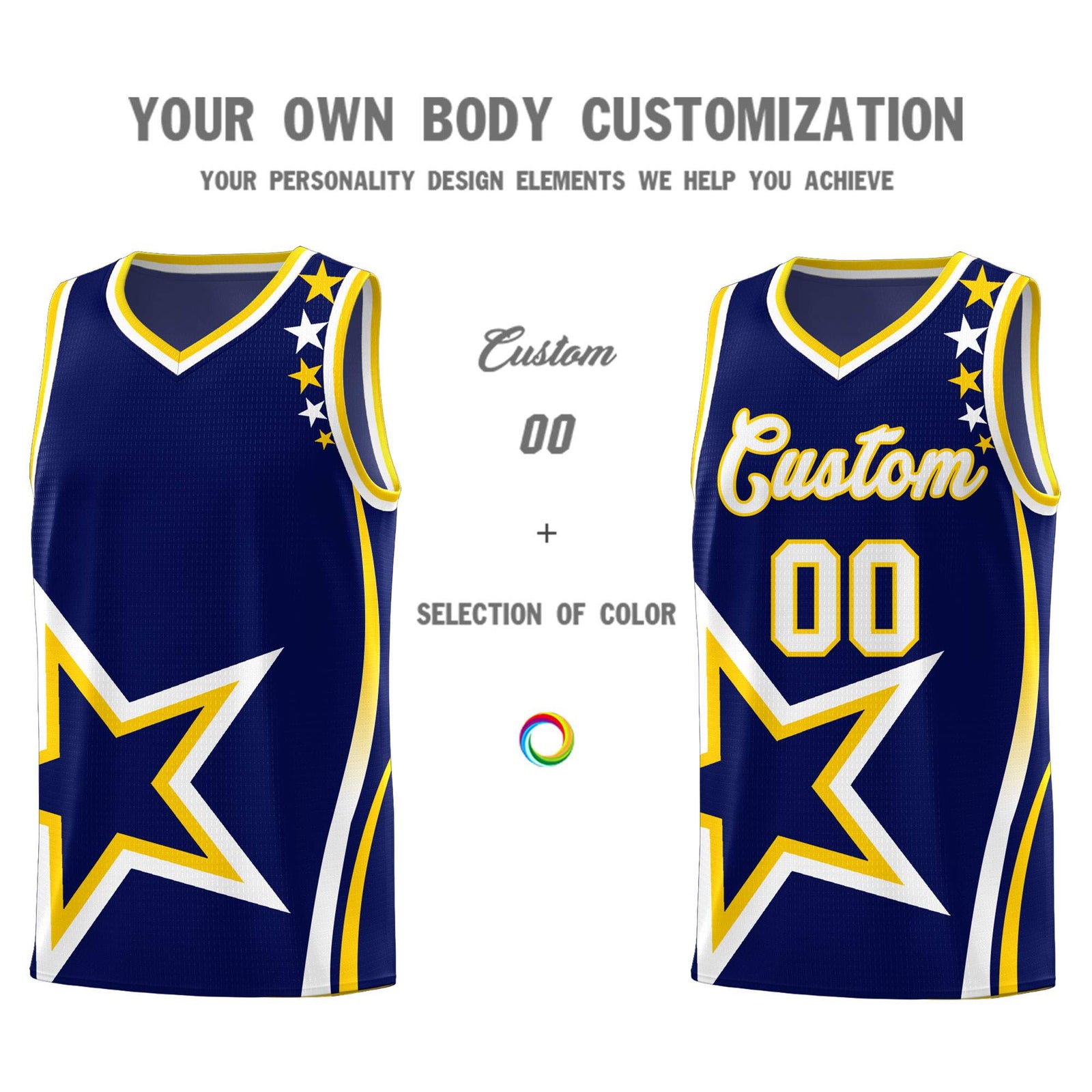 Custom Navy Shoulder Stars Graffiti Pattern Sets Basketball Jersey