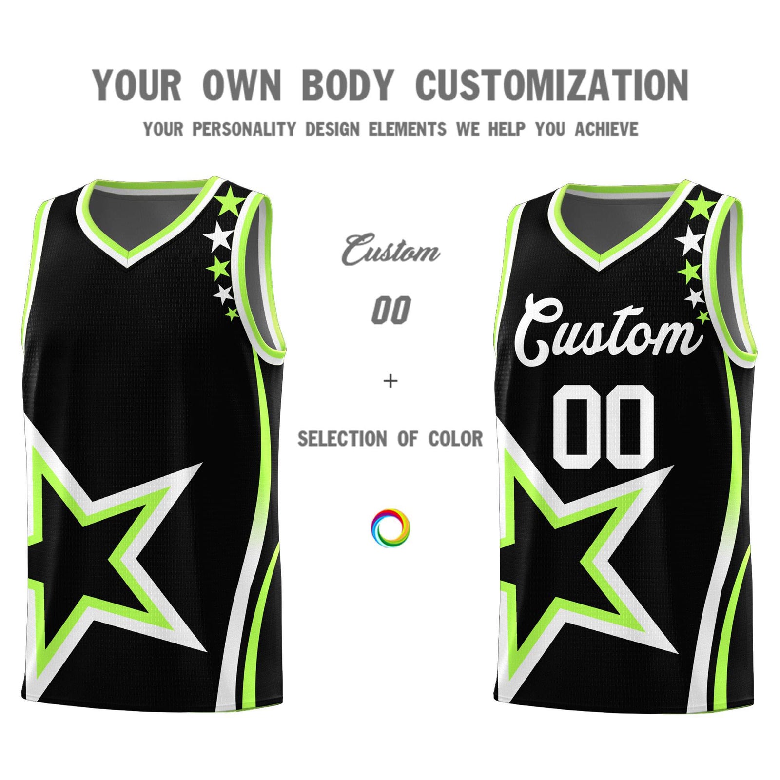 Custom Black Shoulder Stars Graffiti Pattern Sets Basketball Jersey