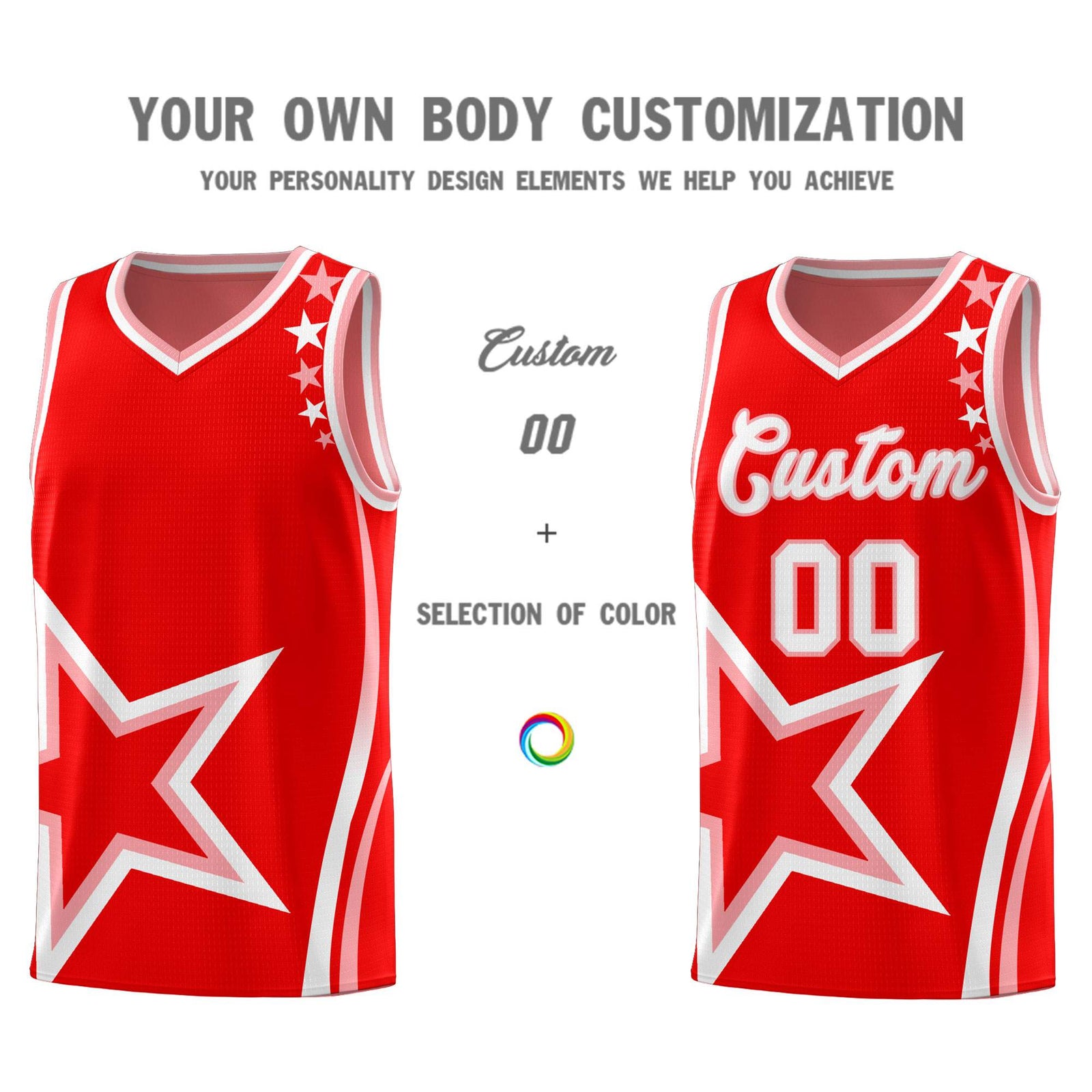 Custom Red Shoulder Stars Graffiti Pattern Sets Basketball Jersey
