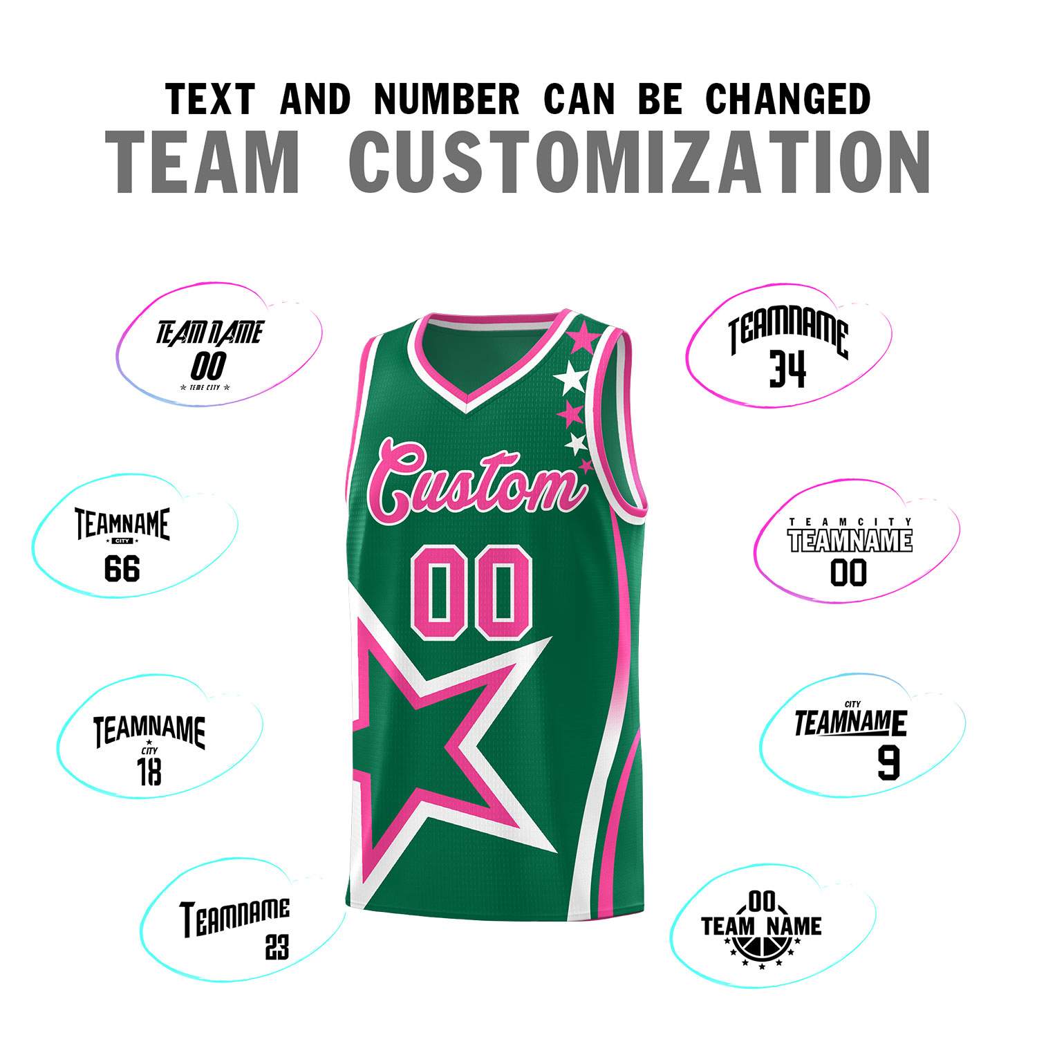 Custom Kelly Green Shoulder Stars Graffiti Pattern Sets Basketball Jersey