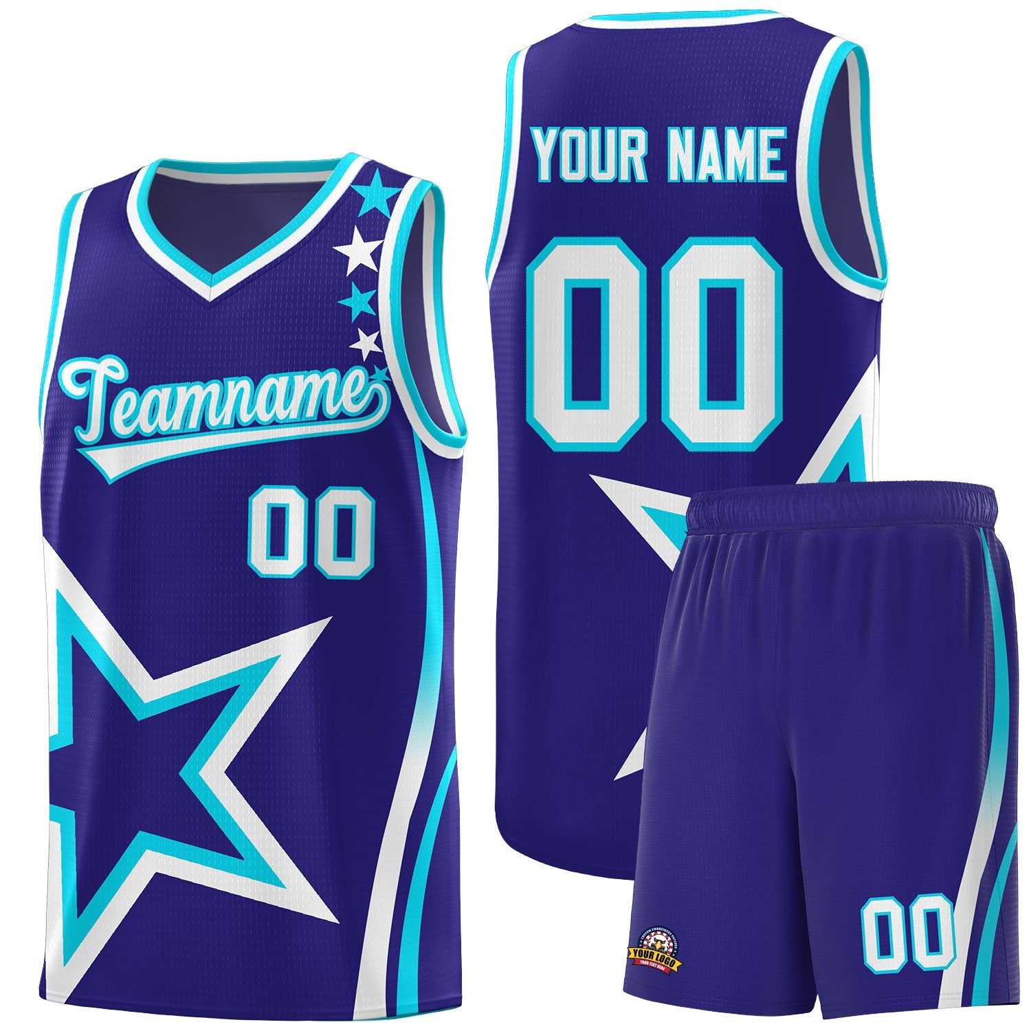 Custom Navy Shoulder Stars Graffiti Pattern Sets Basketball Jersey