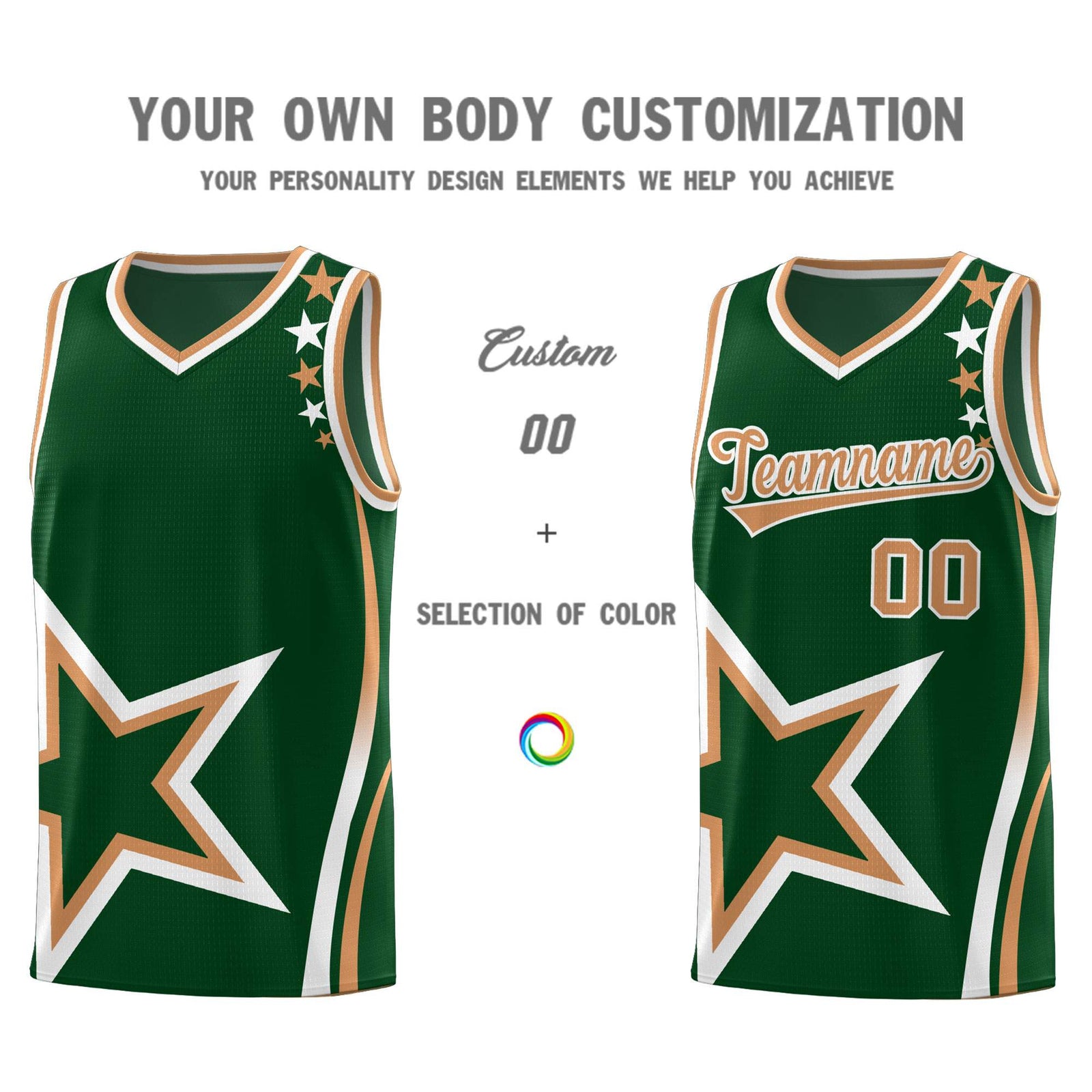 Custom Green Shoulder Stars Graffiti Pattern Sets Basketball Jersey