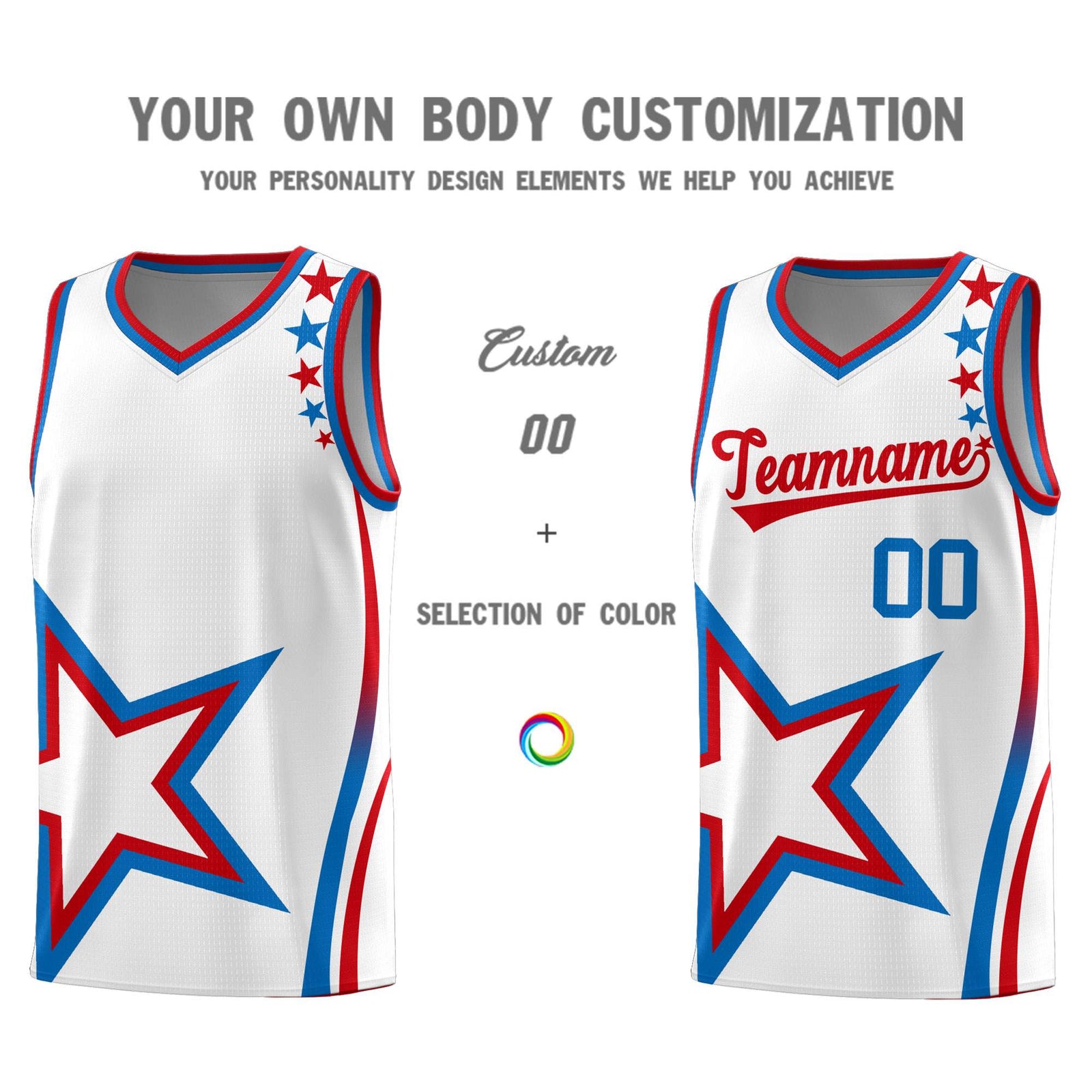 Custom White Shoulder Stars Graffiti Pattern Sets Basketball Jersey