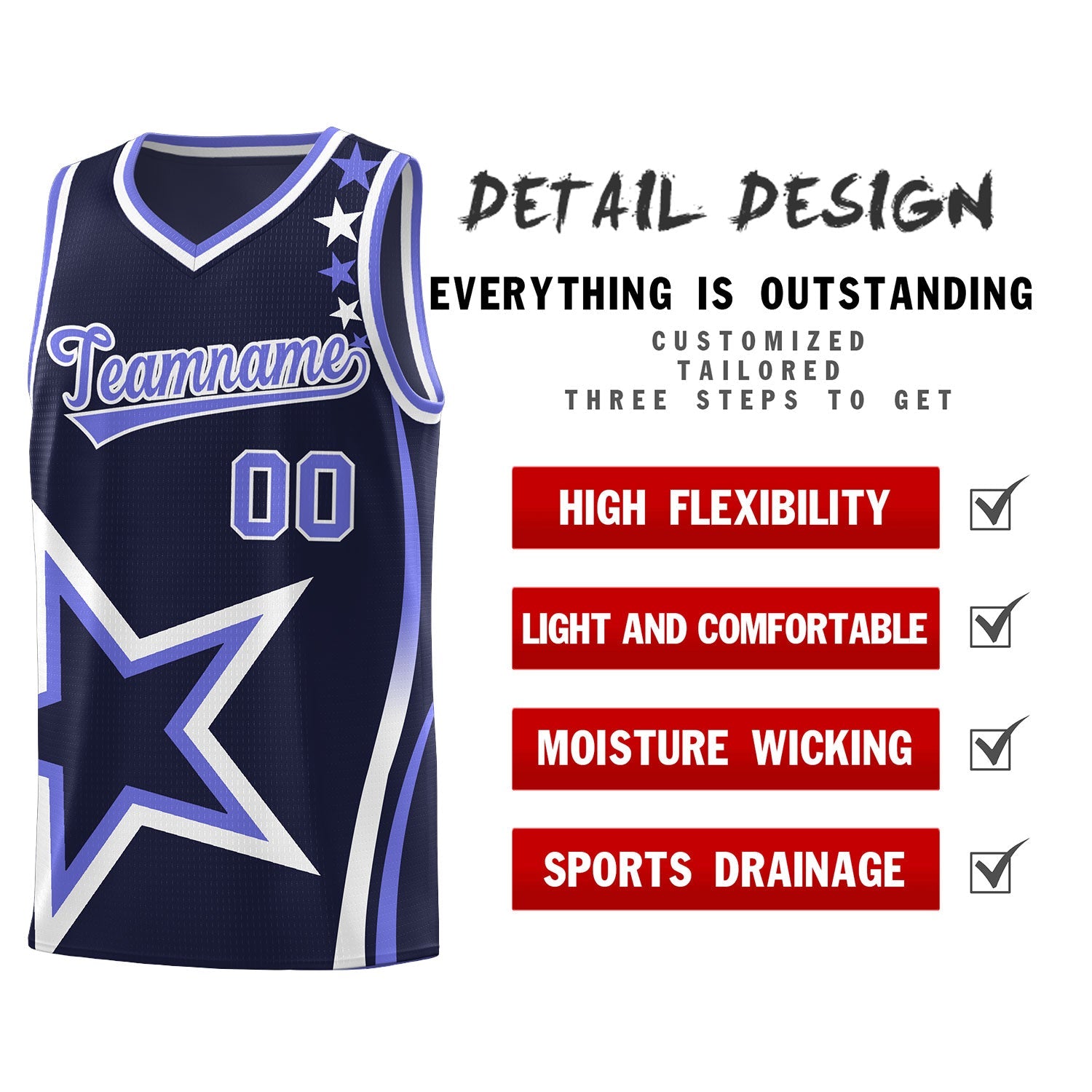 Custom Navy Shoulder Stars Graffiti Pattern Sets Basketball Jersey