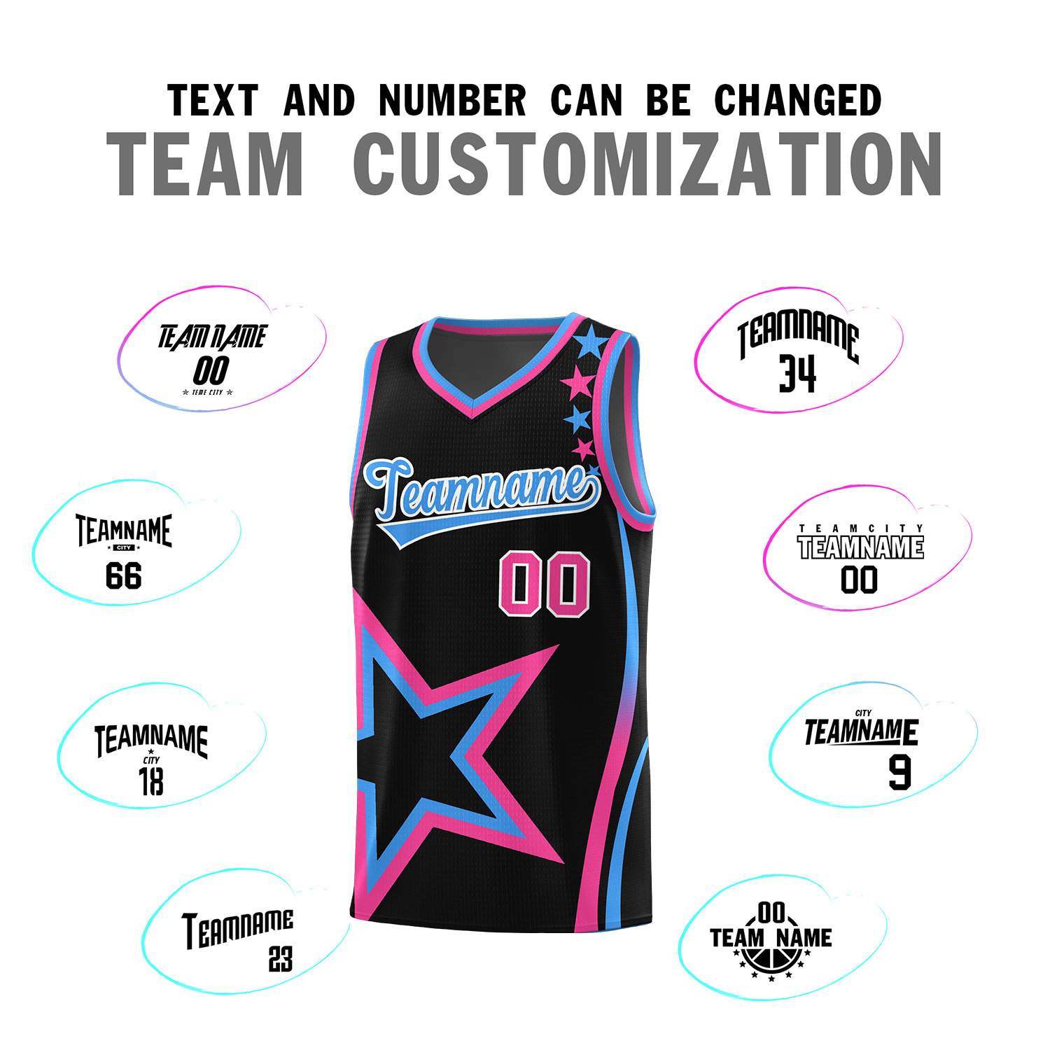 Custom Black Shoulder Stars Graffiti Pattern Sets Basketball Jersey