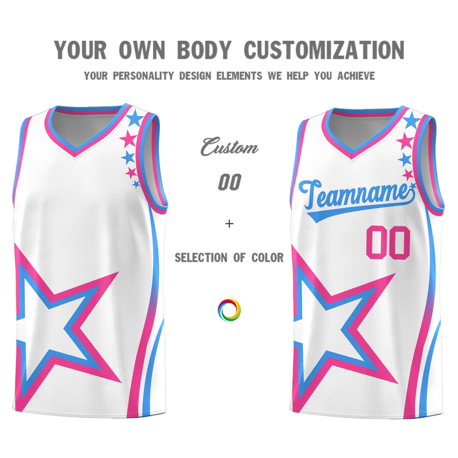 Custom White Shoulder Stars Graffiti Pattern Sets Basketball Jersey