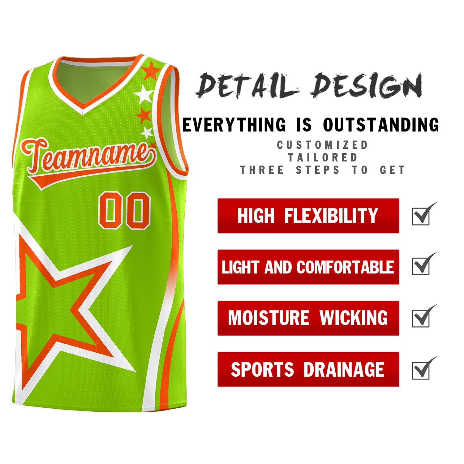 Custom Neon Green Shoulder Stars Graffiti Pattern Sets Basketball Jersey