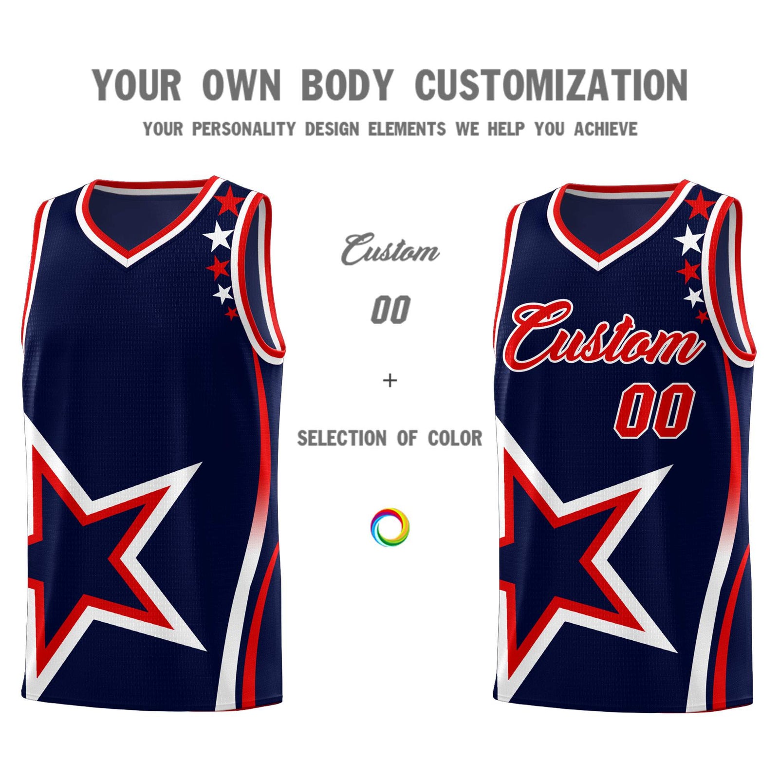 Custom Navy Shoulder Stars Graffiti Pattern Sets Basketball Jersey