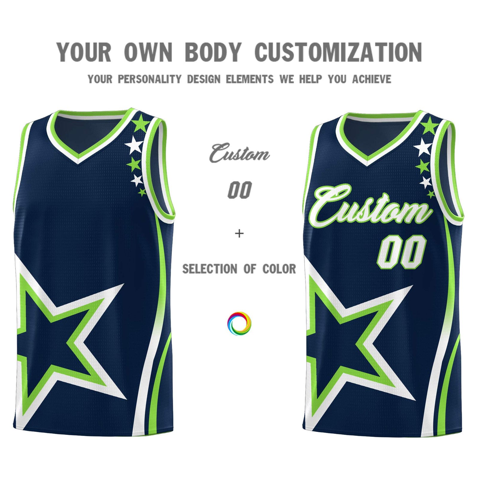 Custom Navy Shoulder Stars Graffiti Pattern Sets Basketball Jersey