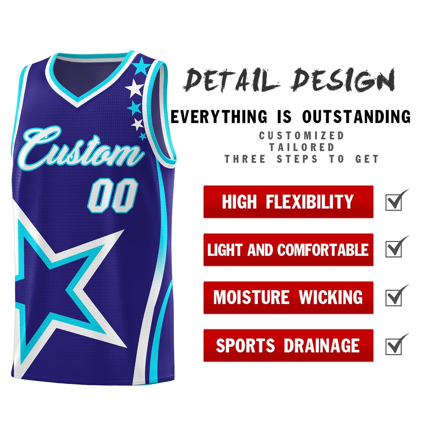 Custom Navy Shoulder Stars Graffiti Pattern Sets Basketball Jersey