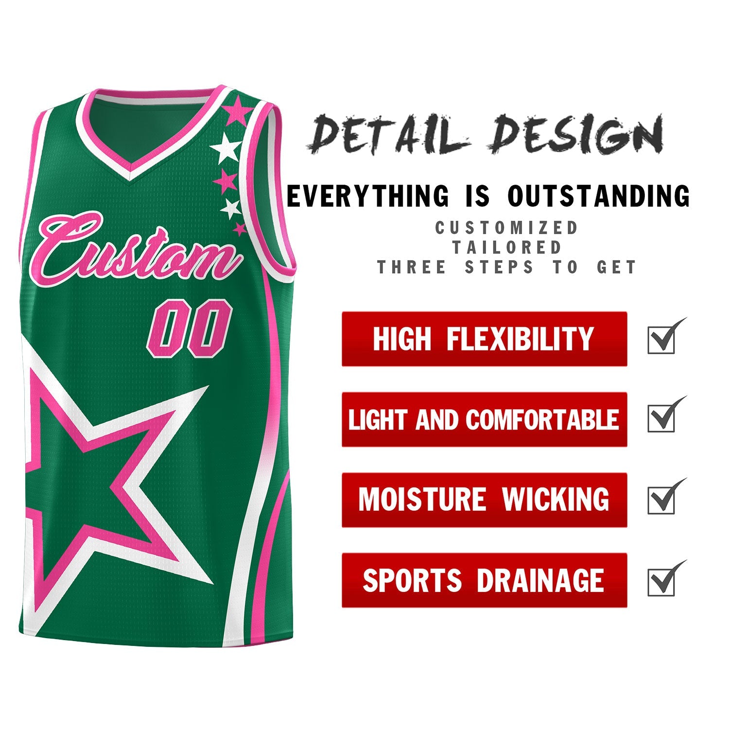 Custom Kelly Green Shoulder Stars Graffiti Pattern Sets Basketball Jersey