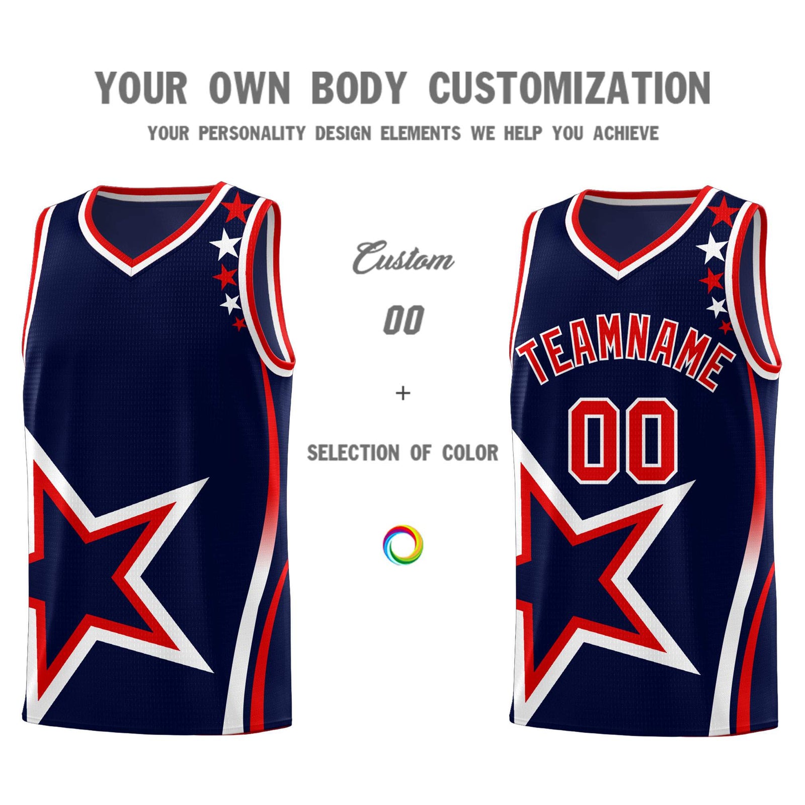 Custom Navy Shoulder Stars Graffiti Pattern Sets Basketball Jersey