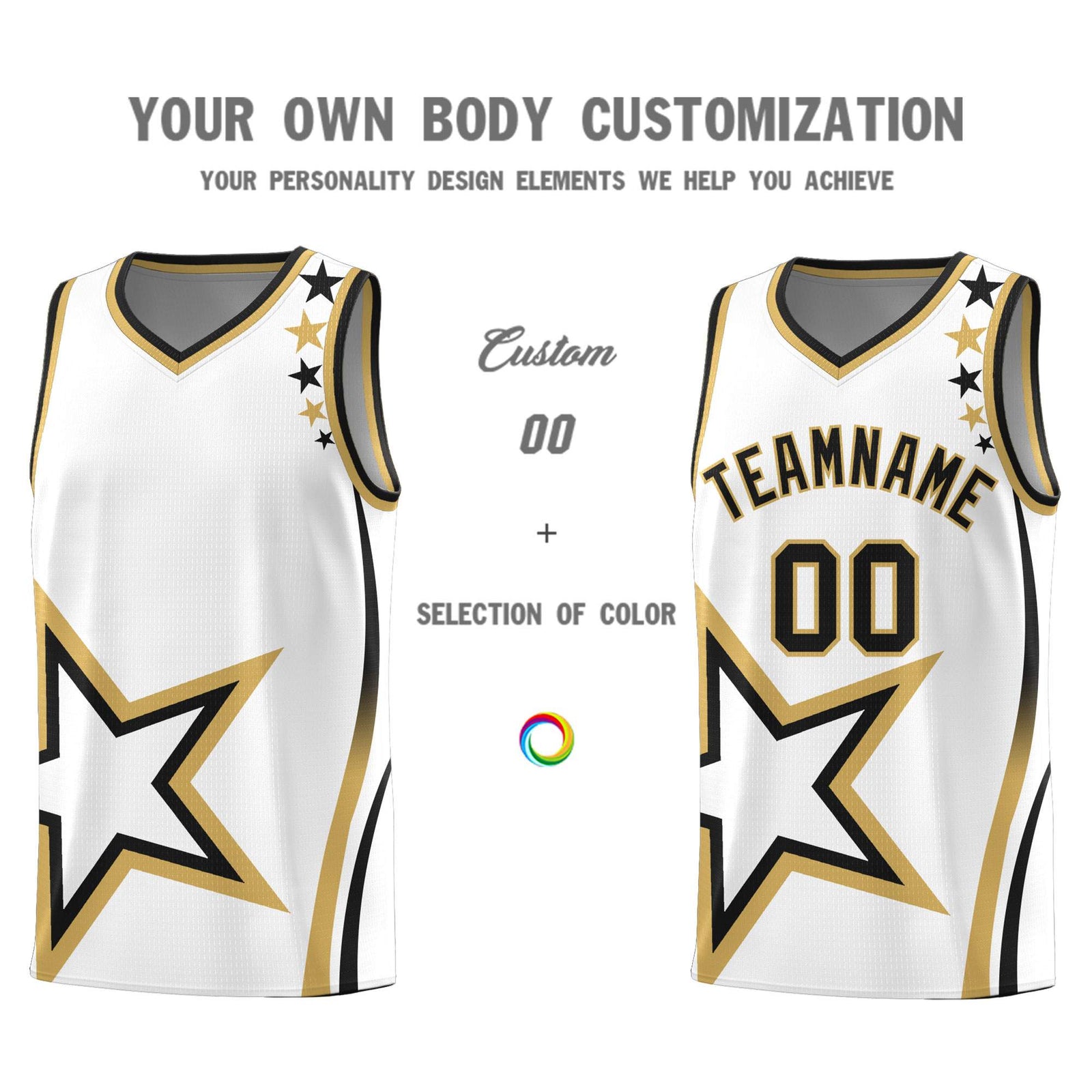 Custom White Shoulder Stars Graffiti Pattern Sets Basketball Jersey