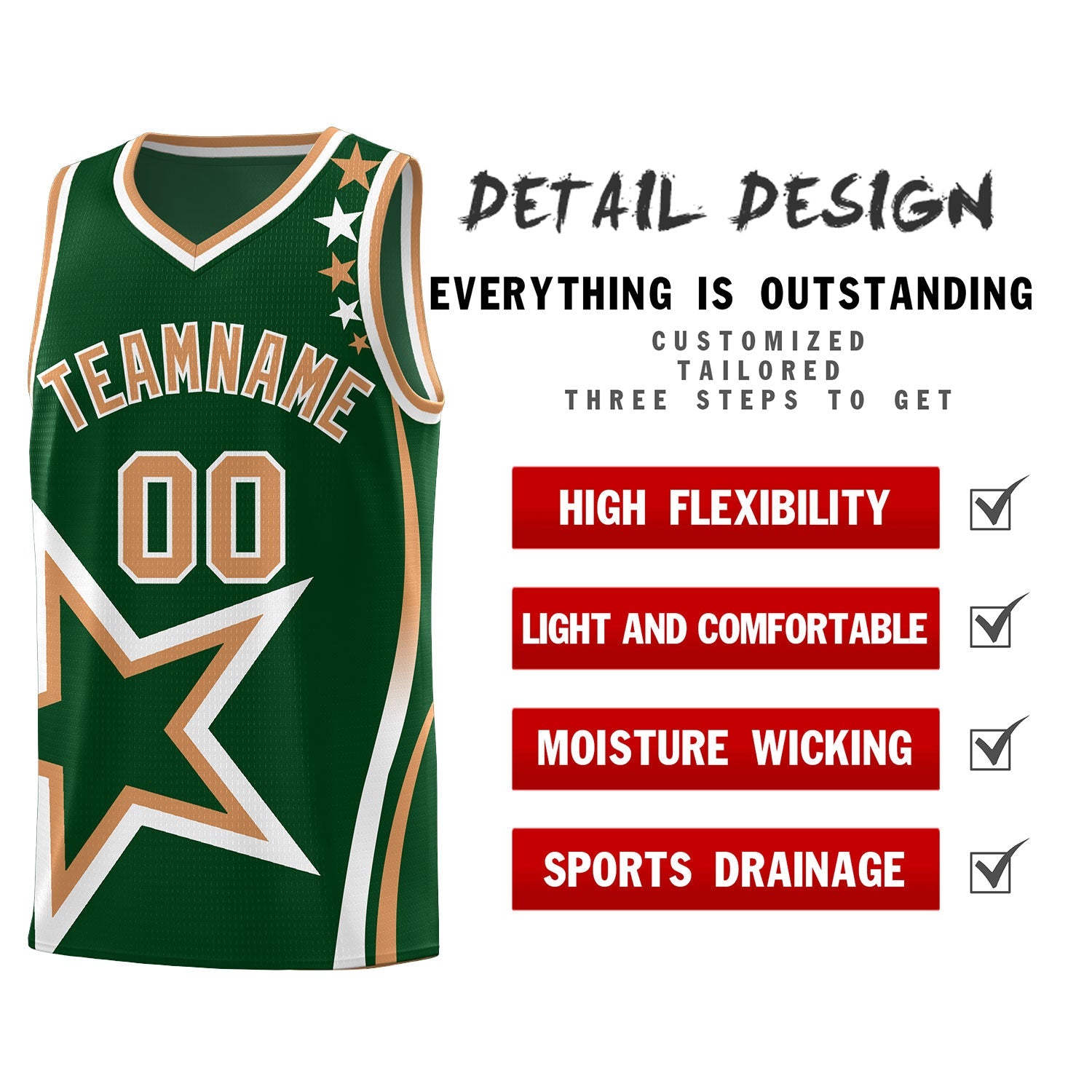 Custom Green Shoulder Stars Graffiti Pattern Sets Basketball Jersey