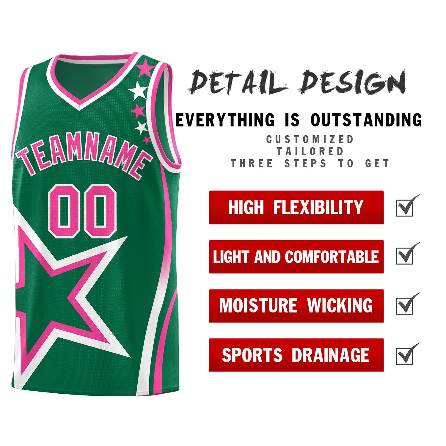 Custom Kelly Green Shoulder Stars Graffiti Pattern Sets Basketball Jersey