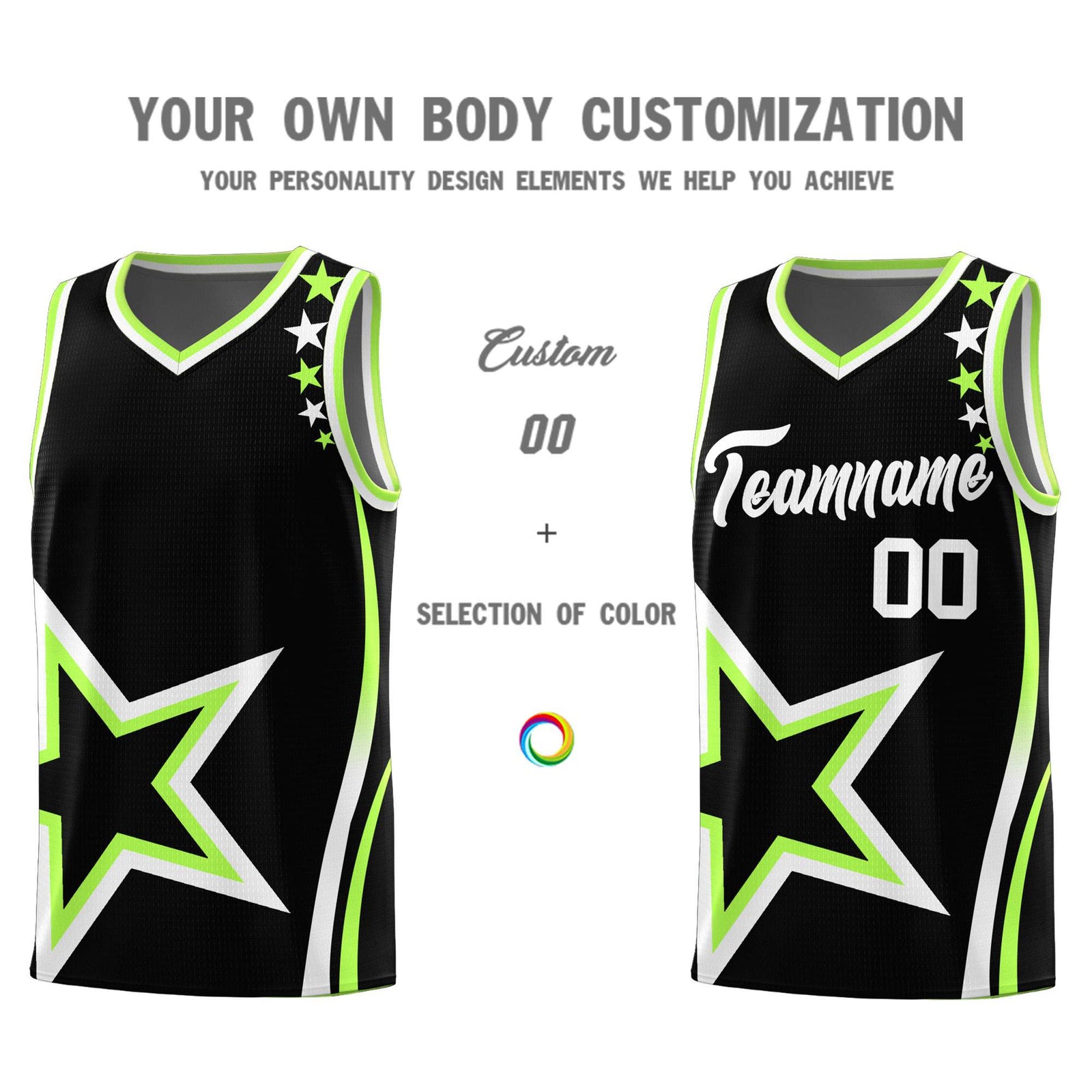 Custom Black Shoulder Stars Graffiti Pattern Sets Basketball Jersey
