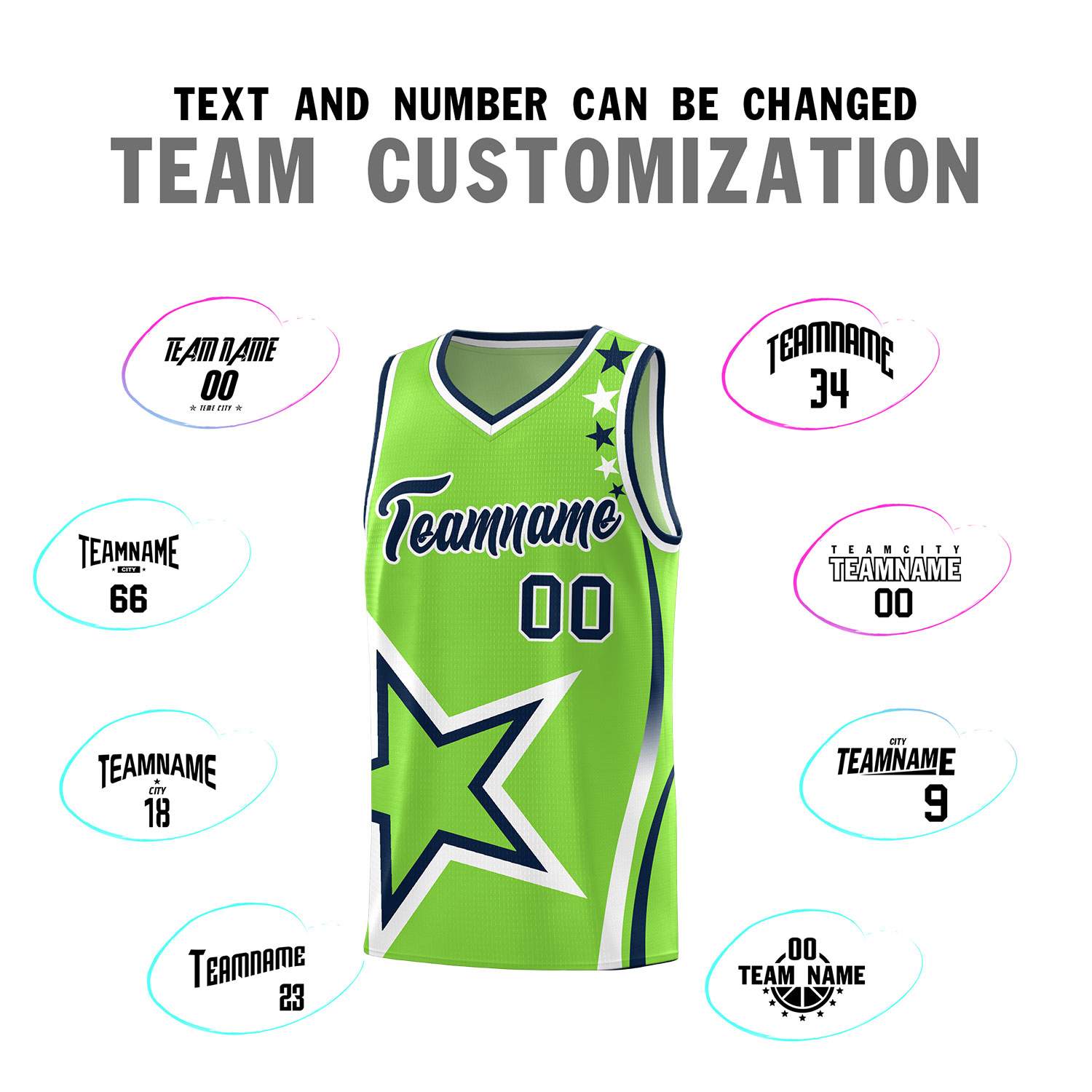 Custom Neon Green Shoulder Stars Graffiti Pattern Sets Basketball Jersey