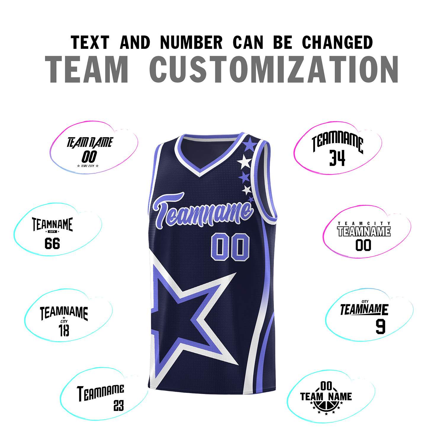 Custom Navy Shoulder Stars Graffiti Pattern Sets Basketball Jersey