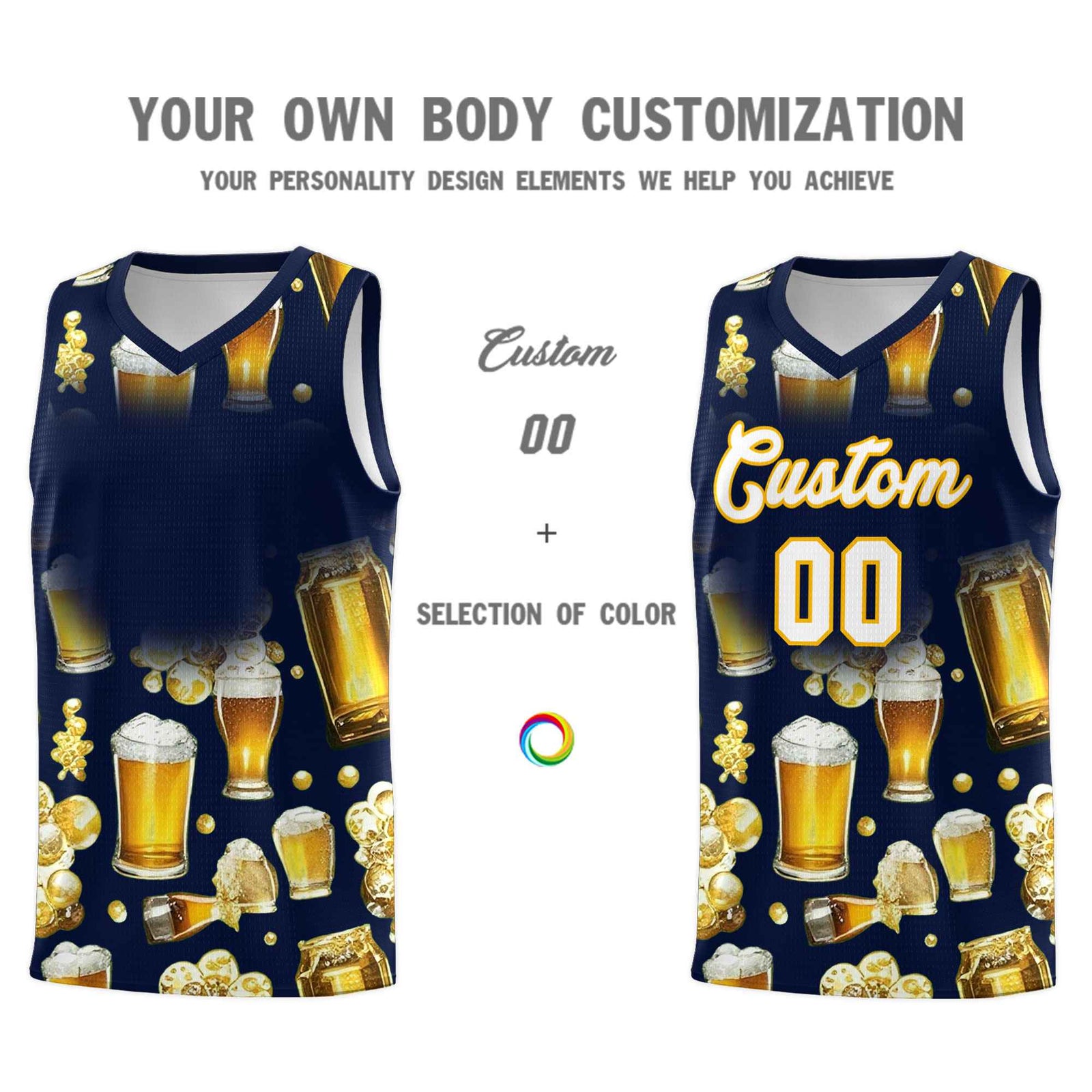 Custom Navy National Beer Day Personalized Beer Bubble Basketball Jersey | Perfect for parties | Dye-sublimation printing | KXKSHOP