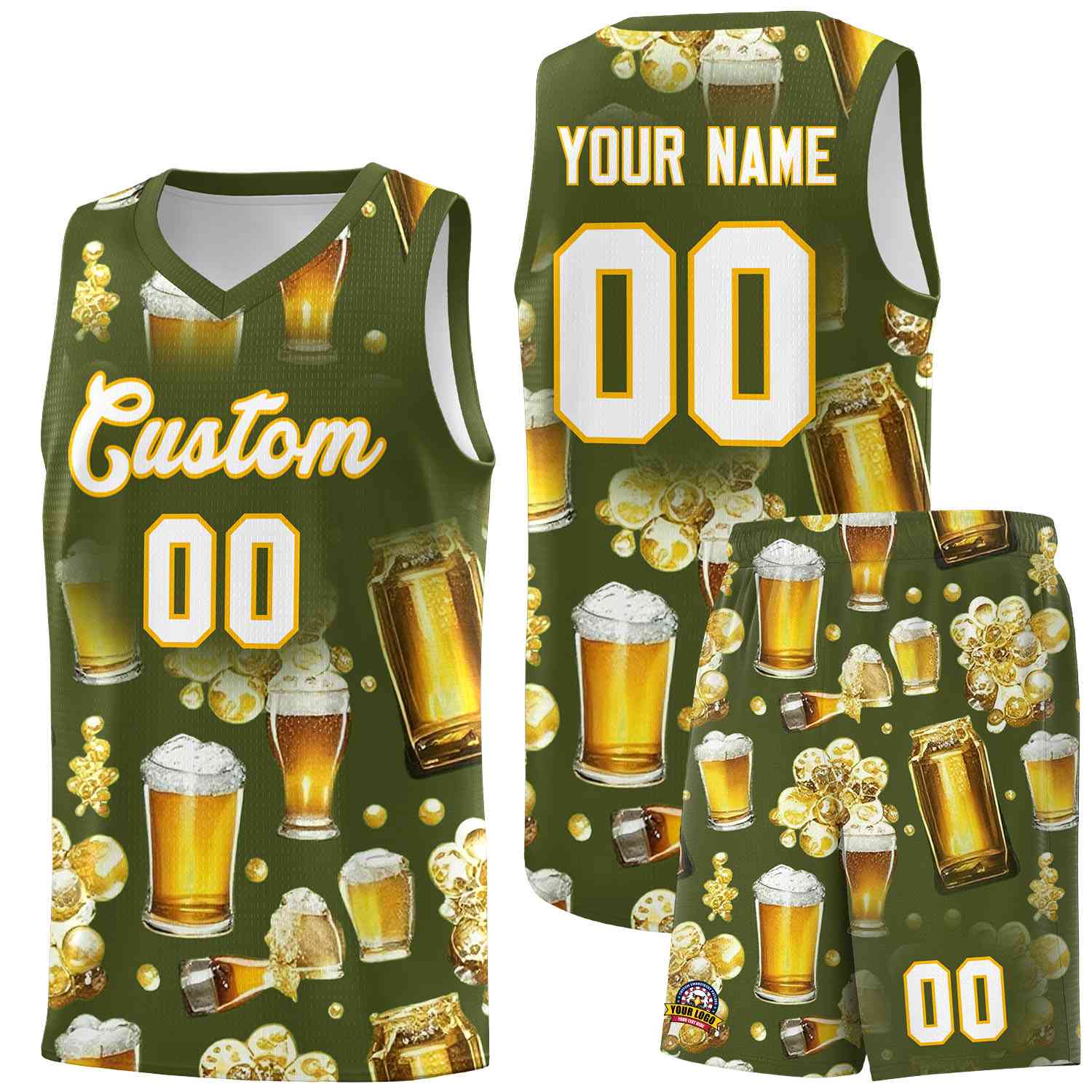 Custom Olive National Beer Day Personalized Beer Bubble Basketball Jersey | Perfect for parties | Dye-sublimation printing | KXKSHOP