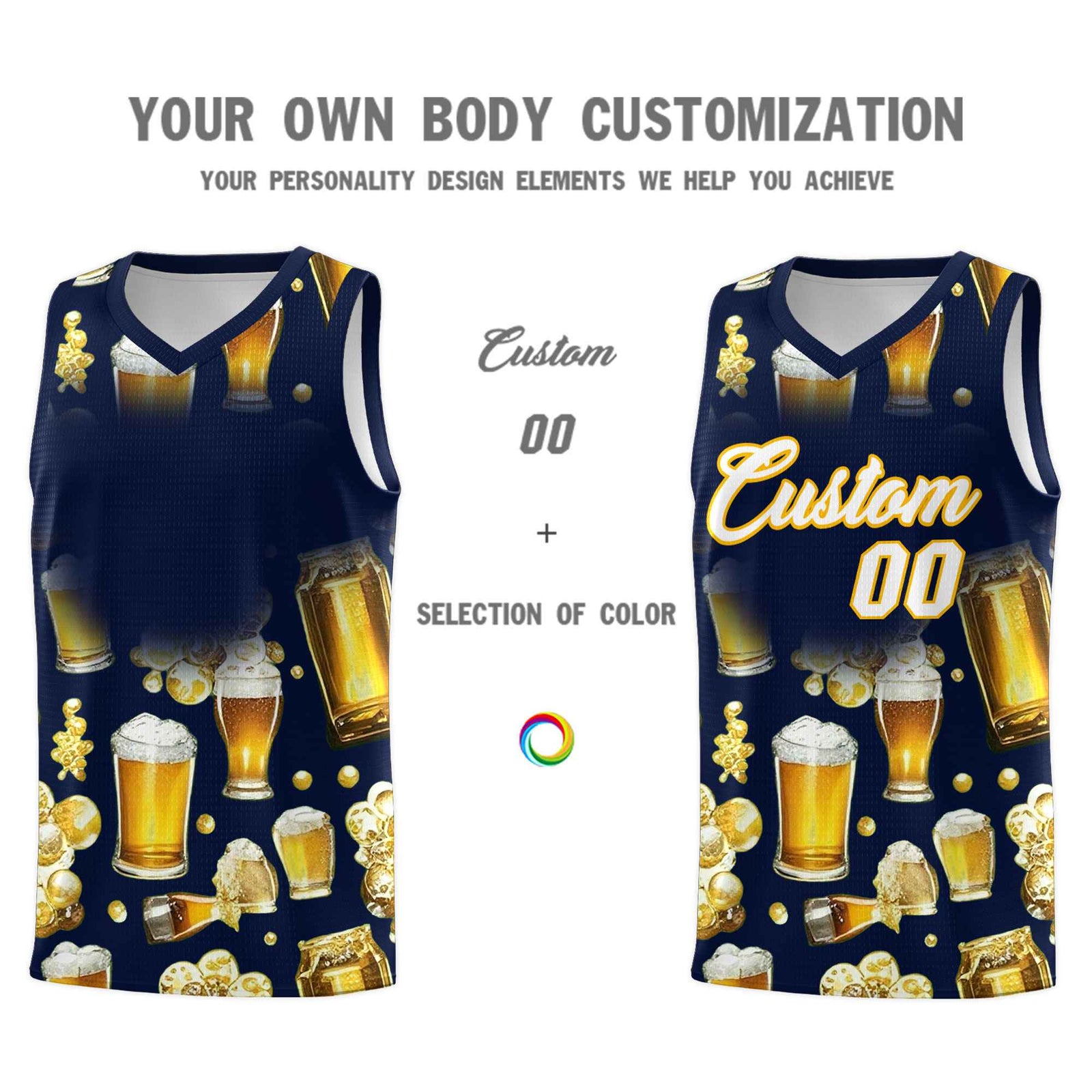 Custom Navy National Beer Day Personalized Beer Bubble Basketball Jersey | Perfect for parties | Dye-sublimation printing | KXKSHOP