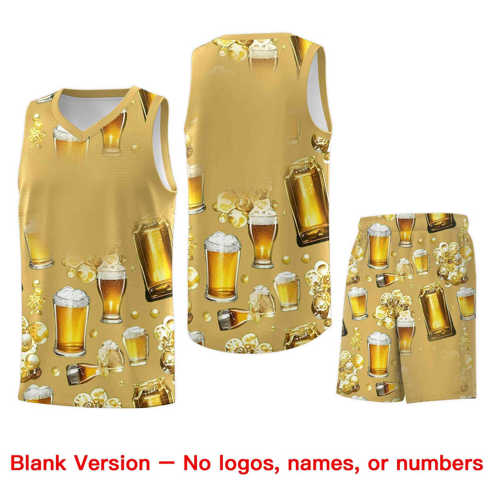 Custom Old Gold National Beer Day Personalized Beer Bubble Basketball Jersey | Perfect for parties | Dye-sublimation printing | KXKSHOP