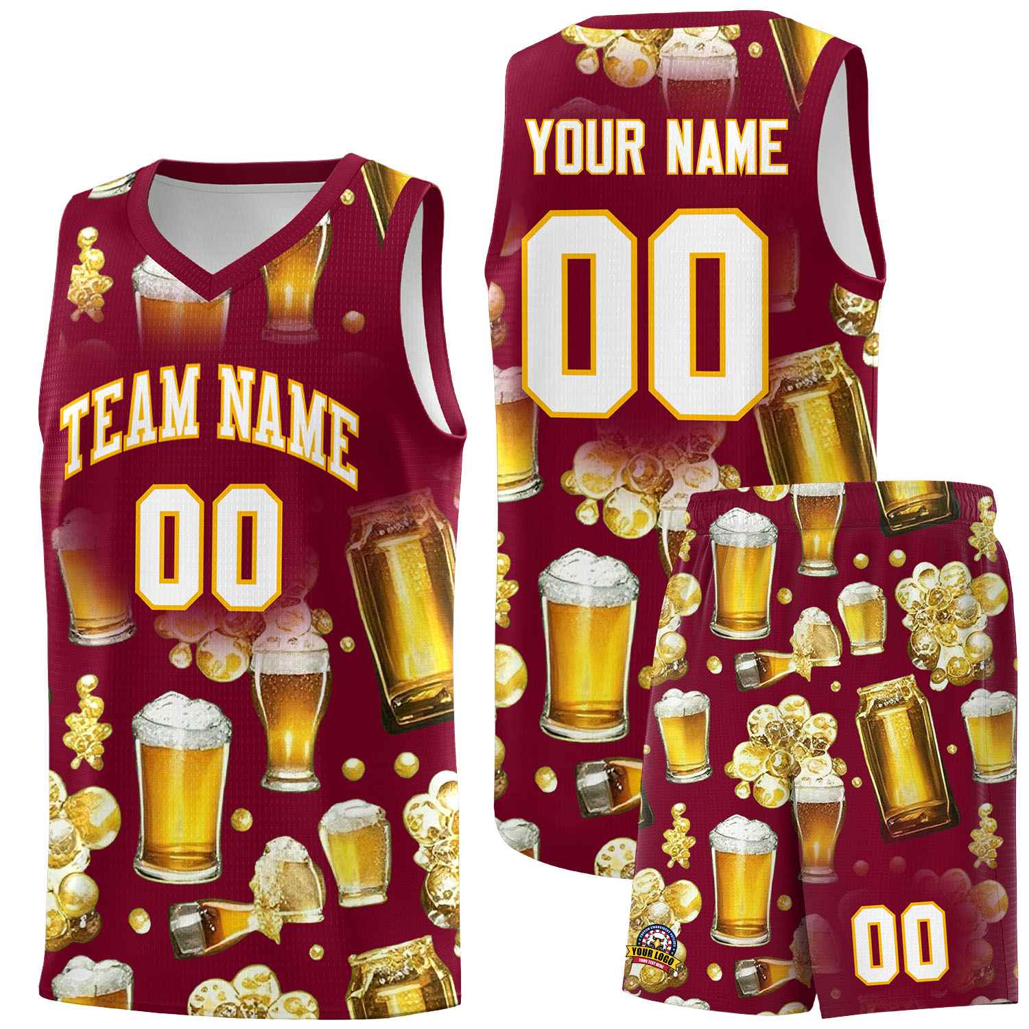 Custom Crimson National Beer Day Personalized Beer Bubble Basketball Jersey | Perfect for parties | Dye-sublimation printing | KXKSHOP