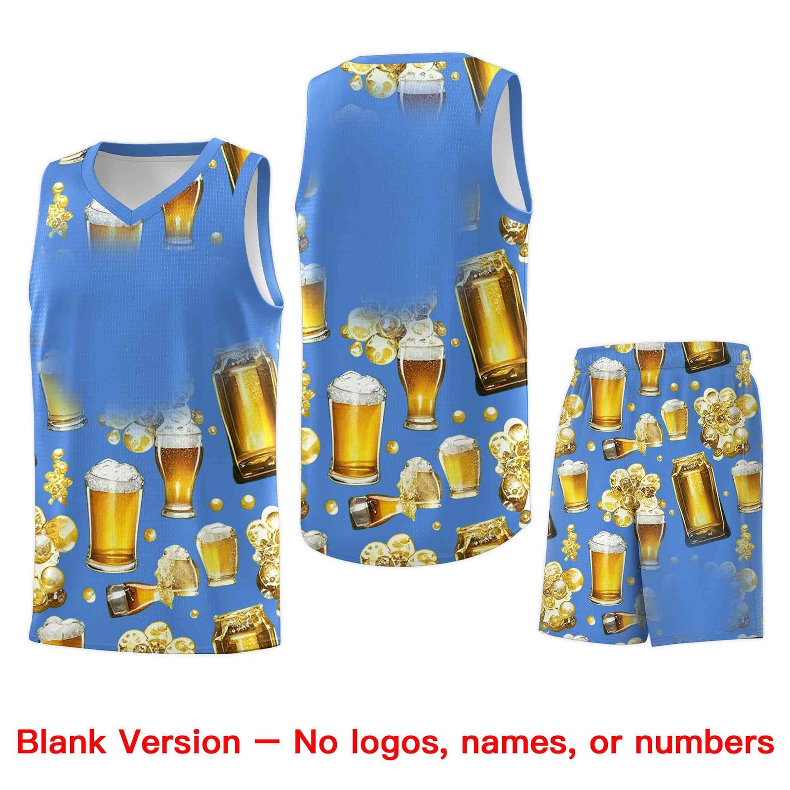 Custom Powder Blue National Beer Day Personalized Beer Bubble Basketball Jersey | Perfect for parties | Dye-sublimation printing | KXKSHOP