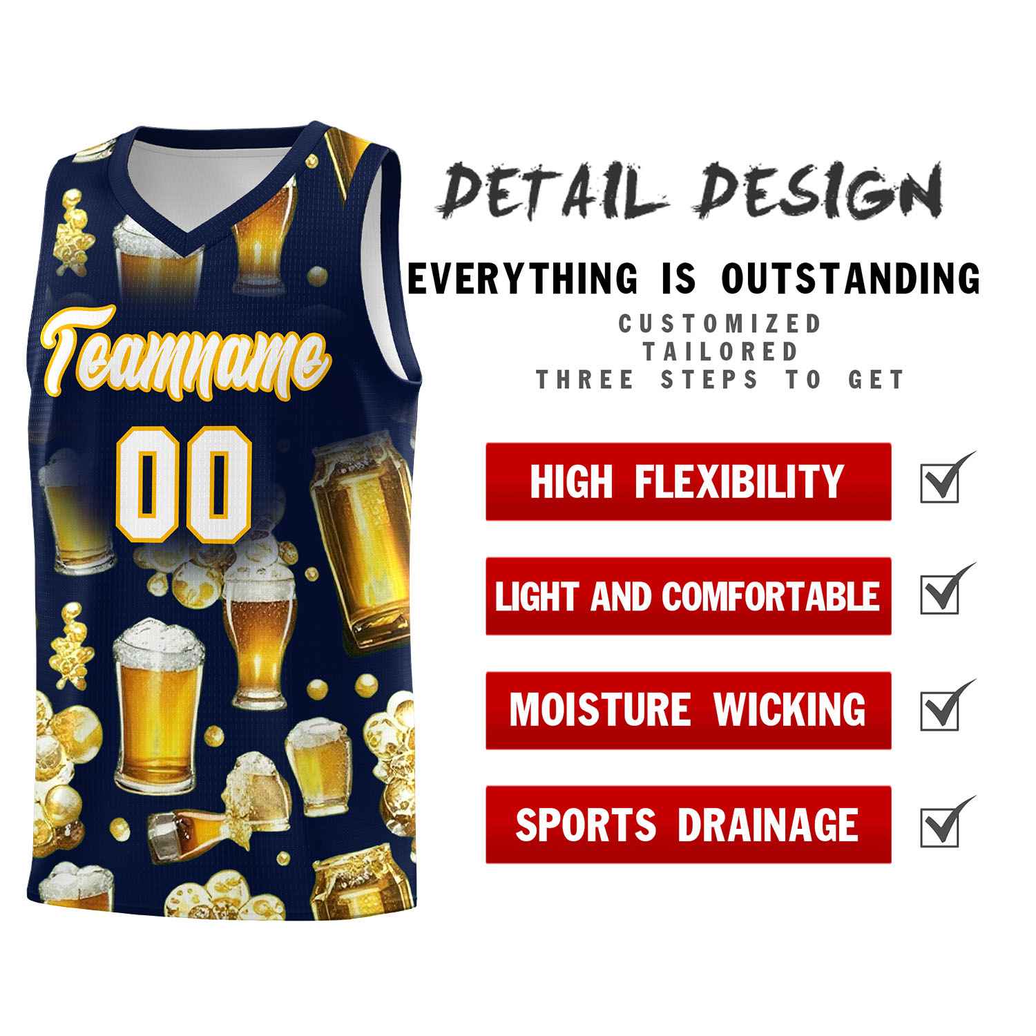 Custom Navy National Beer Day Personalized Beer Bubble Basketball Jersey | Perfect for parties | Dye-sublimation printing | KXKSHOP