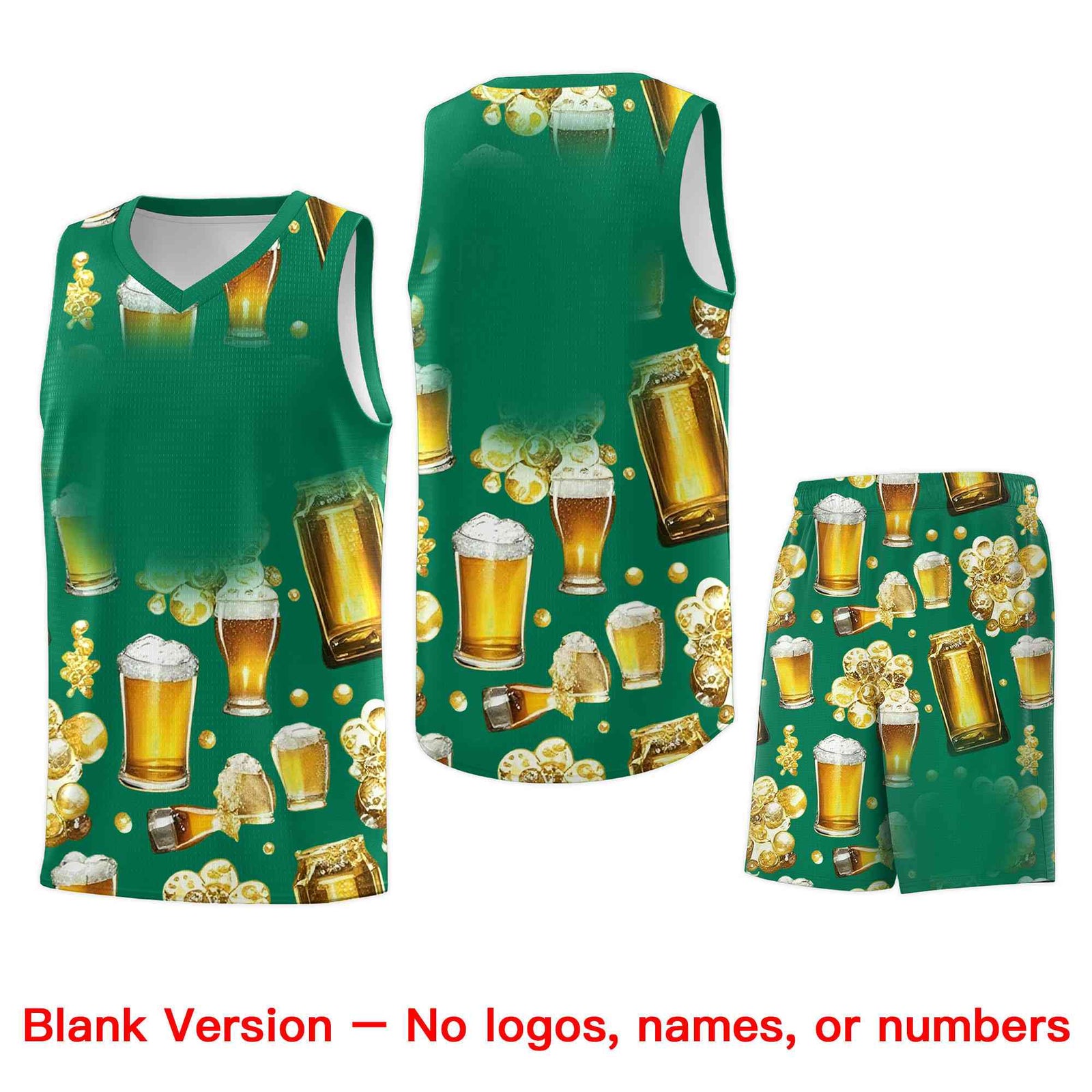 Custom Kelly Green National Beer Day Personalized Beer Bubble Basketball Jersey | Perfect for parties | Dye-sublimation printing | KXKSHOP