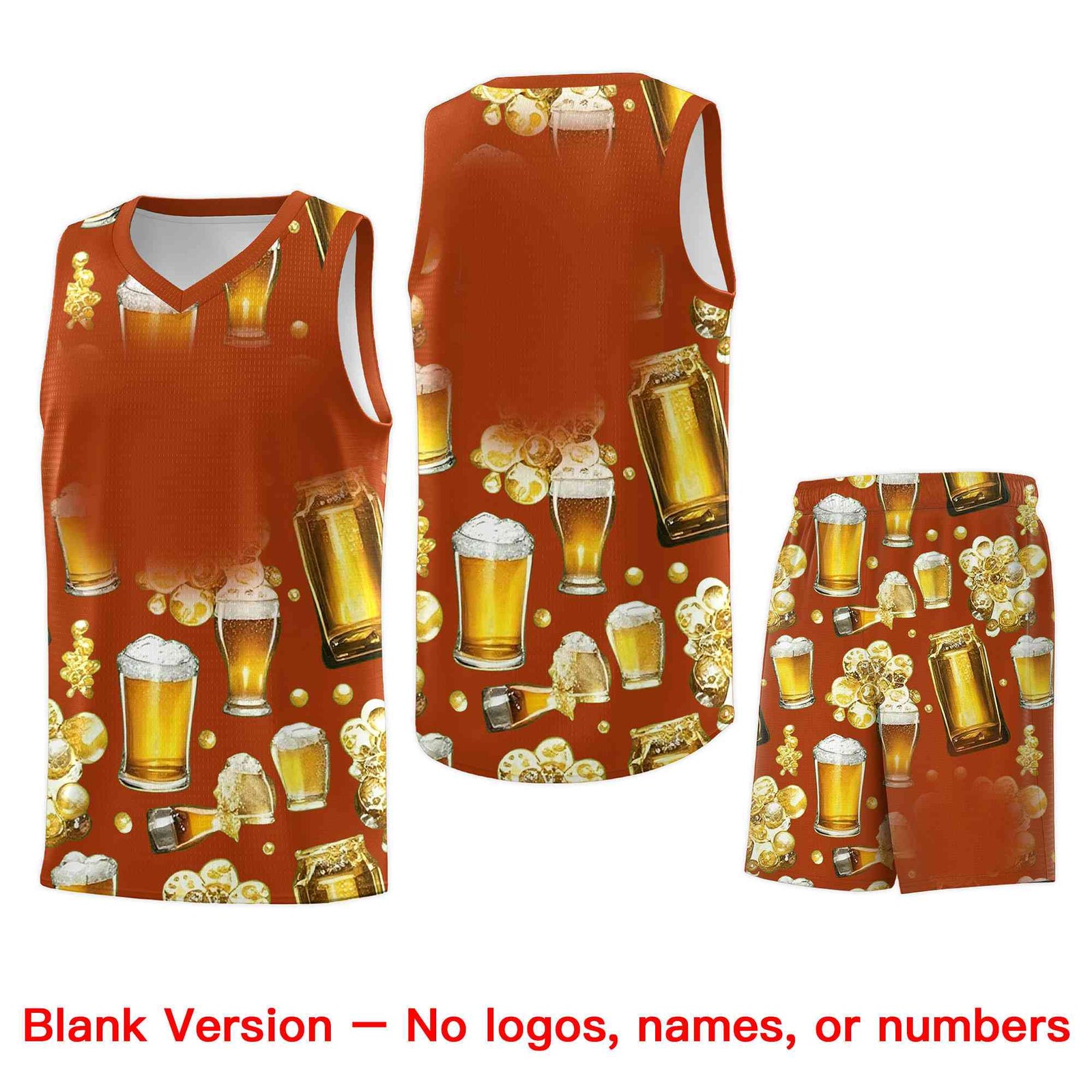 Custom Dark Orange National Beer Day Personalized Beer Bubble Basketball Jersey | Perfect for parties | Dye-sublimation printing | KXKSHOP