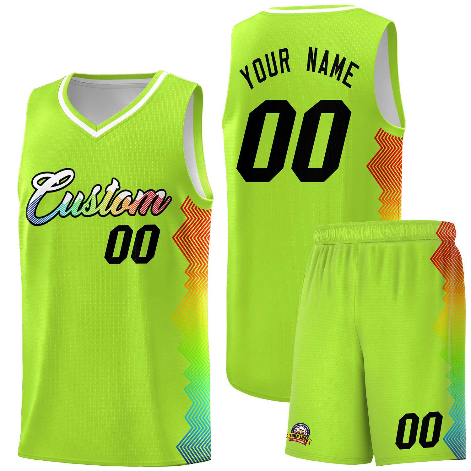 Custom Green Denver Nuggets Rainbow Side Sports Uniform Basketball Jersey