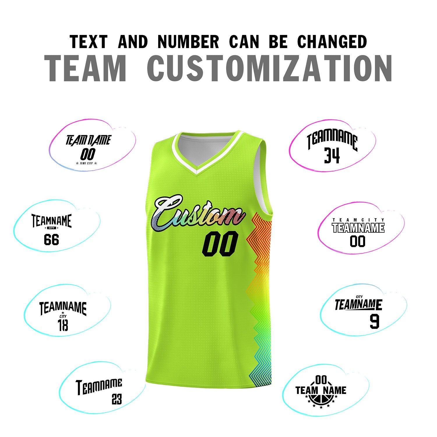 Custom Green Denver Nuggets Rainbow Side Sports Uniform Basketball Jersey