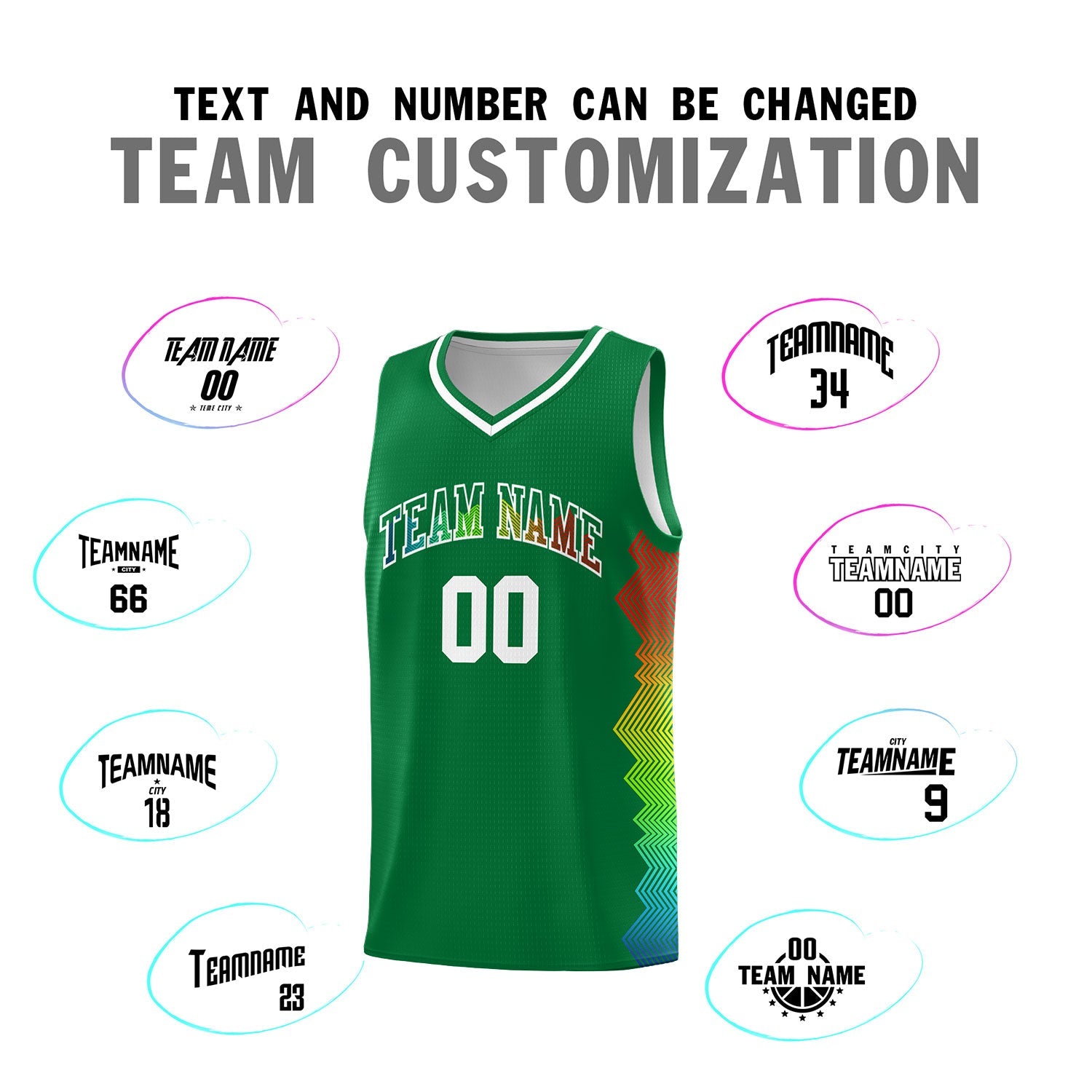 Custom Kelly Green Denver Nuggets Rainbow Side Sports Uniform Basketball Jersey