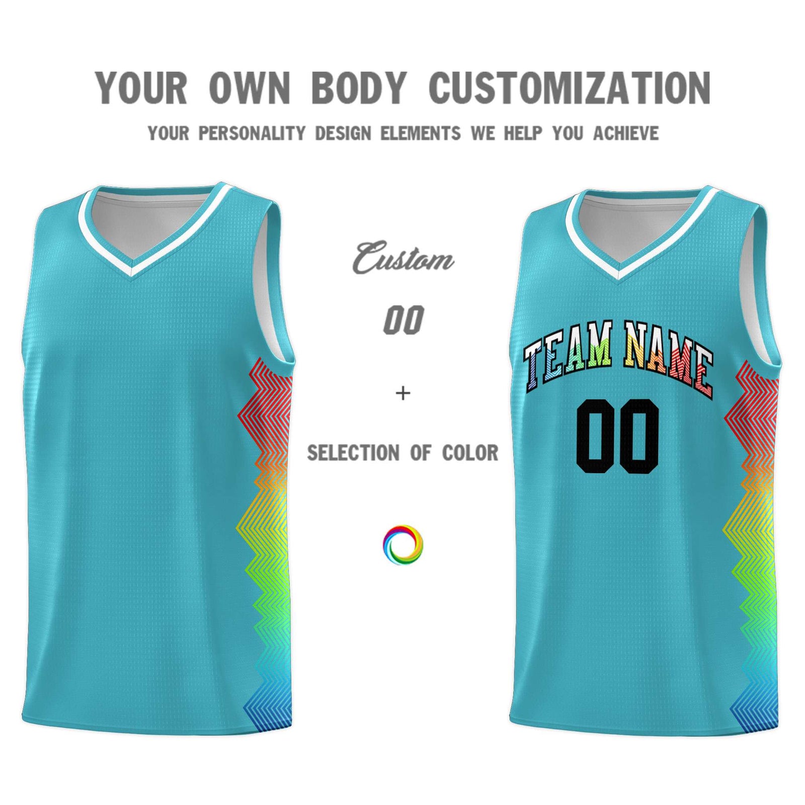 Custom Sky Blue Denver Nuggets Rainbow Side Sports Uniform Basketball Jersey