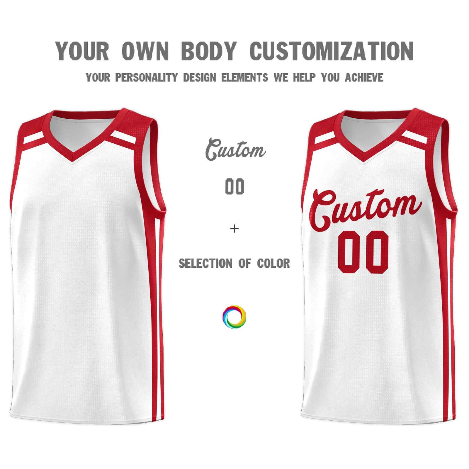 Custom White Red Trendy Color Charge Series Sports Uniform Basketball Jersey| KXKSHOP