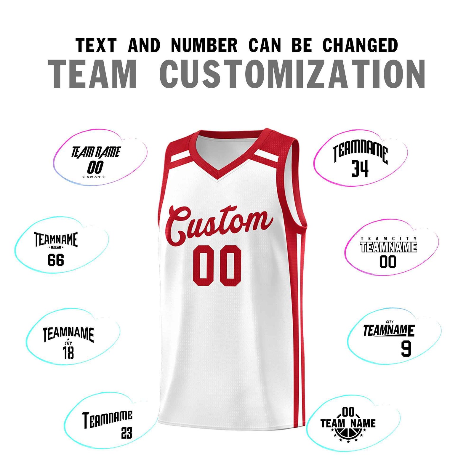 Custom White Red Trendy Color Charge Series Sports Uniform Basketball Jersey| KXKSHOP
