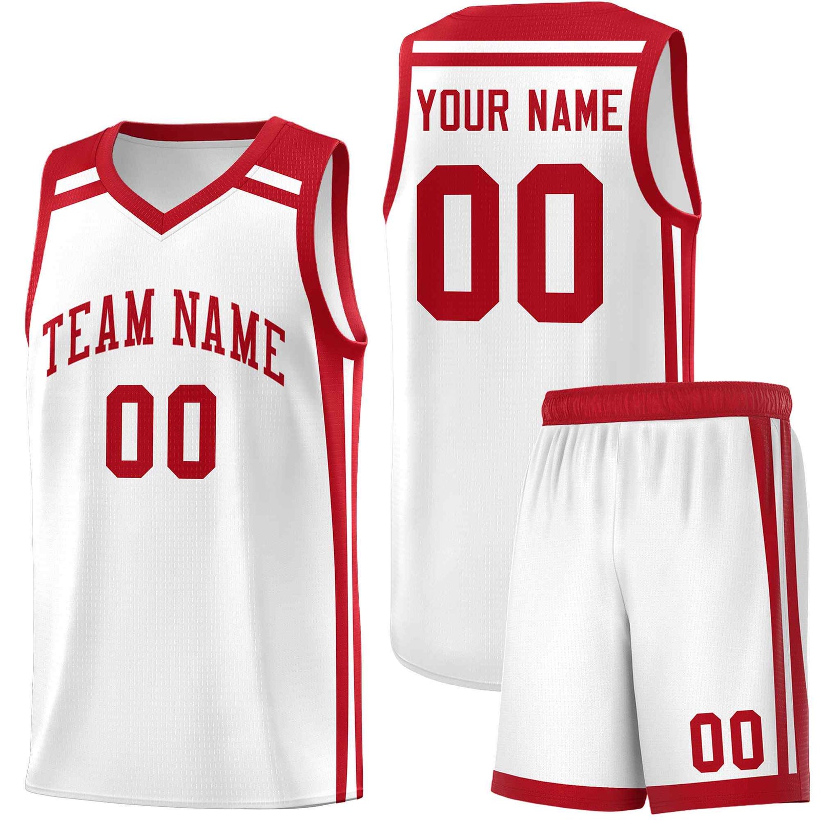 Custom White Red Trendy Color Charge Series Sports Uniform Basketball Jersey