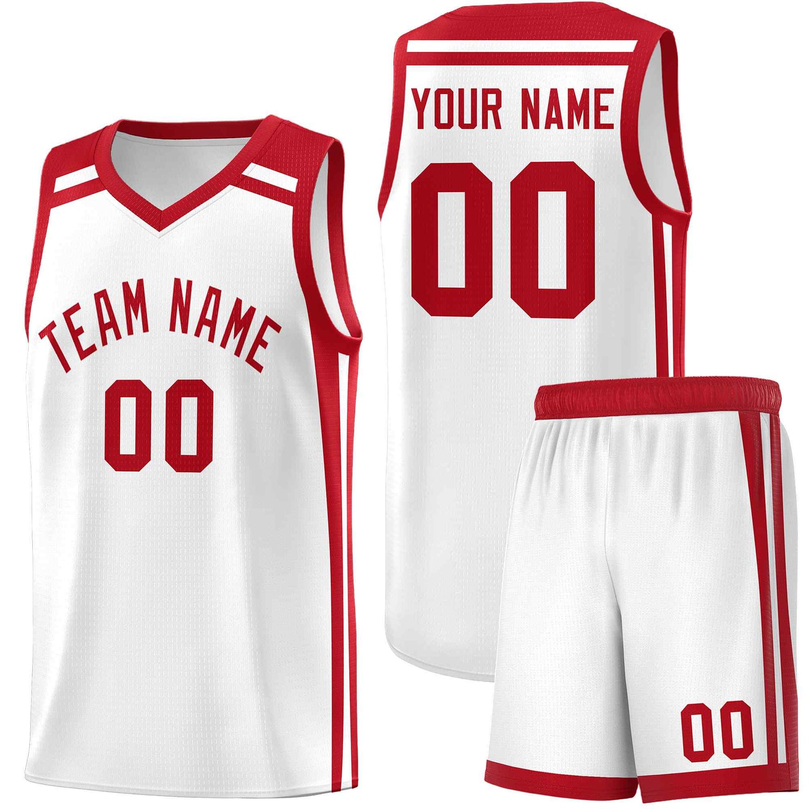 Custom White Red Trendy Color Charge Series Sports Uniform Basketball Jersey