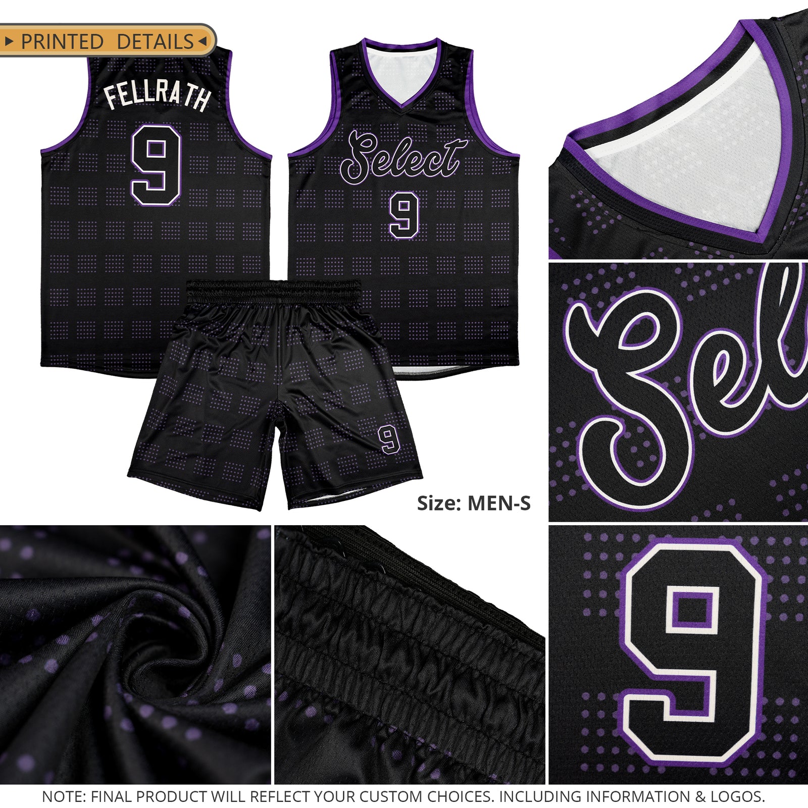 Custom Black Purple Trailblazer Dot Pattern Sports Uniform Basketball Jersey