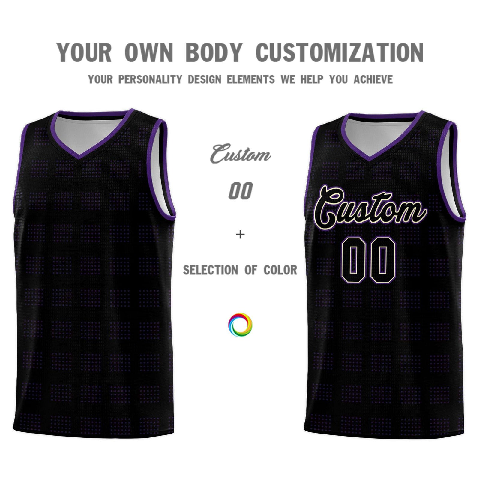 Custom Black Purple Trailblazer Dot Pattern Sports Uniform Basketball Jersey