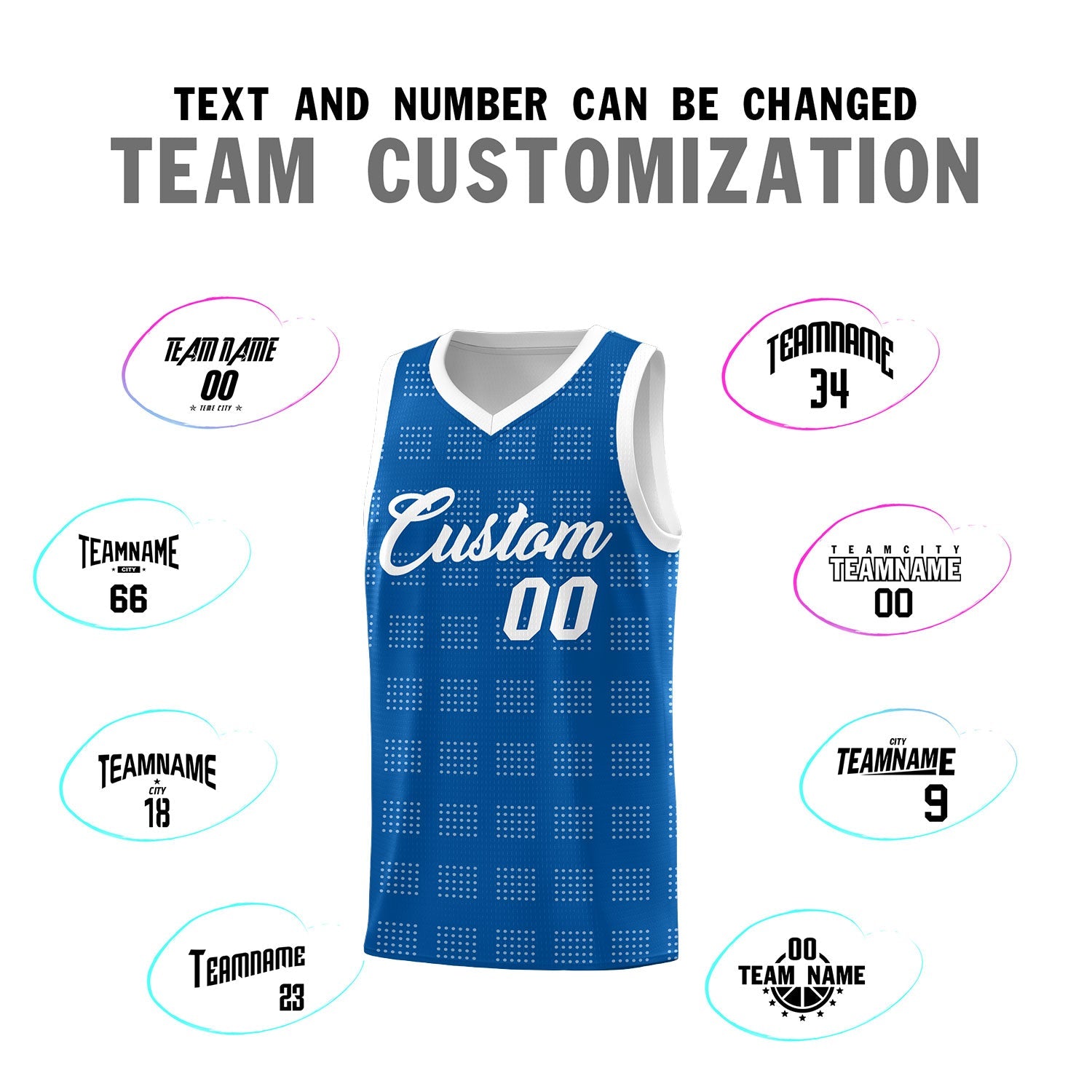 Custom Royal White Trailblazer Dot Pattern Sports Uniform Basketball Jersey