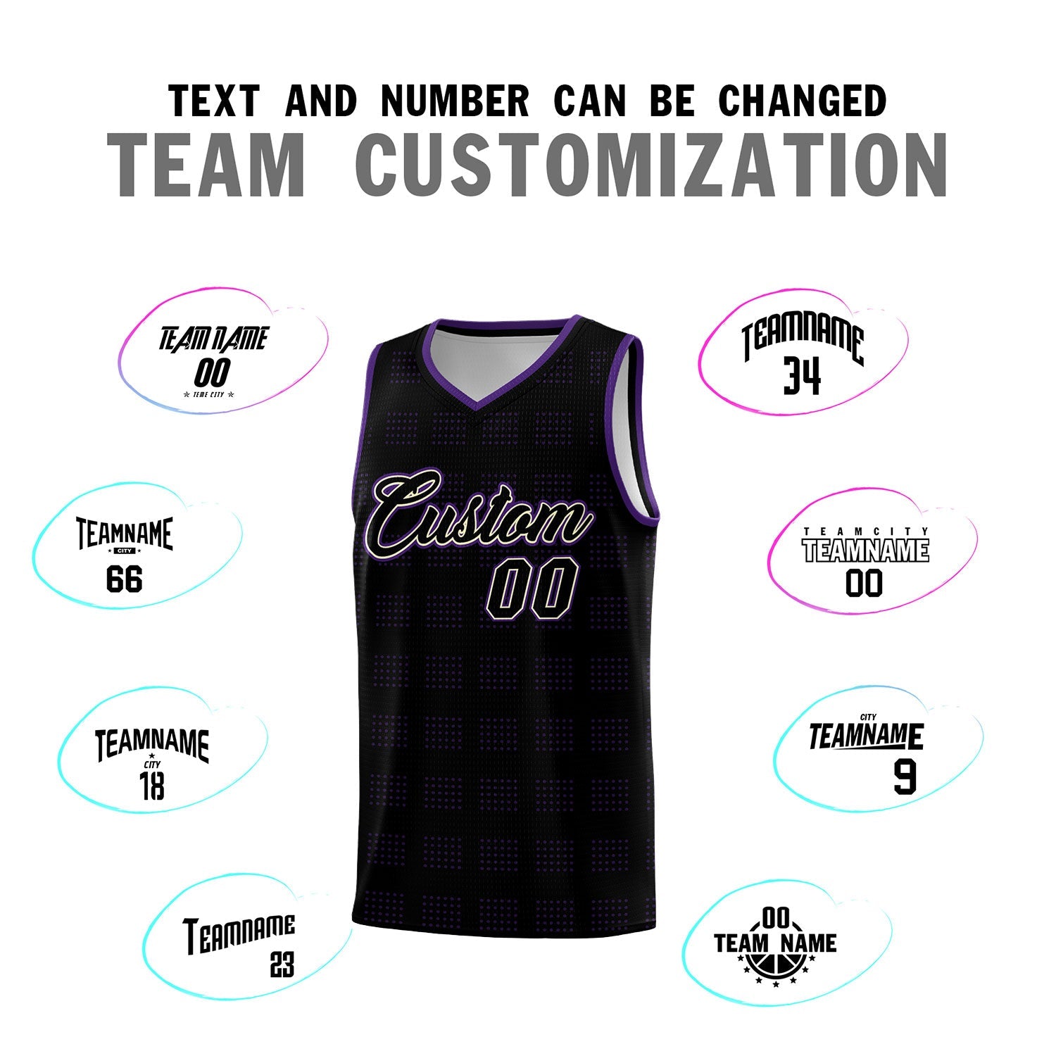 Custom Black Purple Trailblazer Dot Pattern Sports Uniform Basketball Jersey