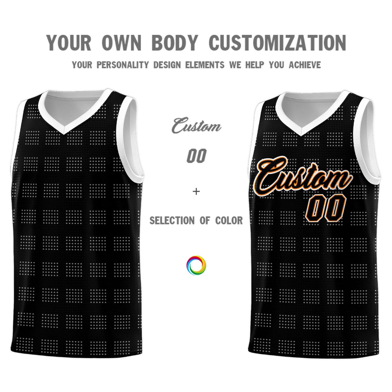 Custom Black White Trailblazer Dot Pattern Sports Uniform Basketball Jersey