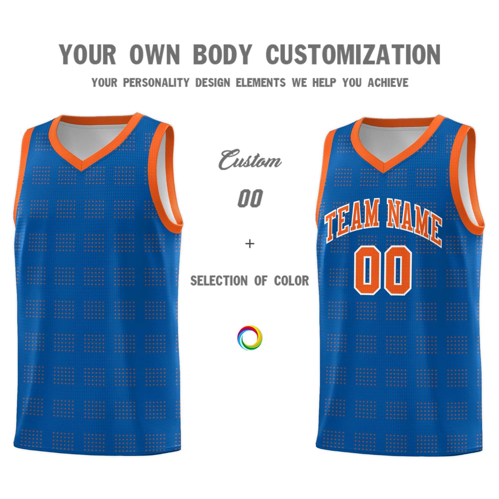 Custom Royal Orange Trailblazer Dot Pattern Sports Uniform Basketball Jersey