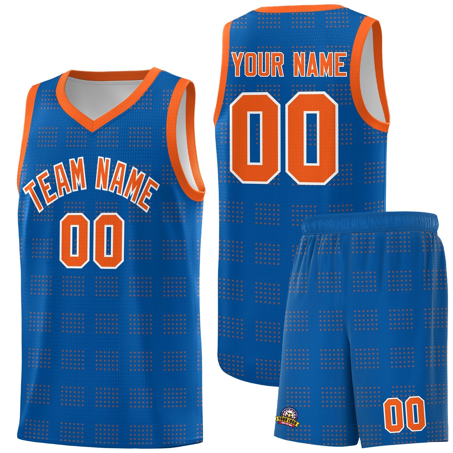 Custom Royal Orange Trailblazer Dot Pattern Sports Uniform Basketball Jersey