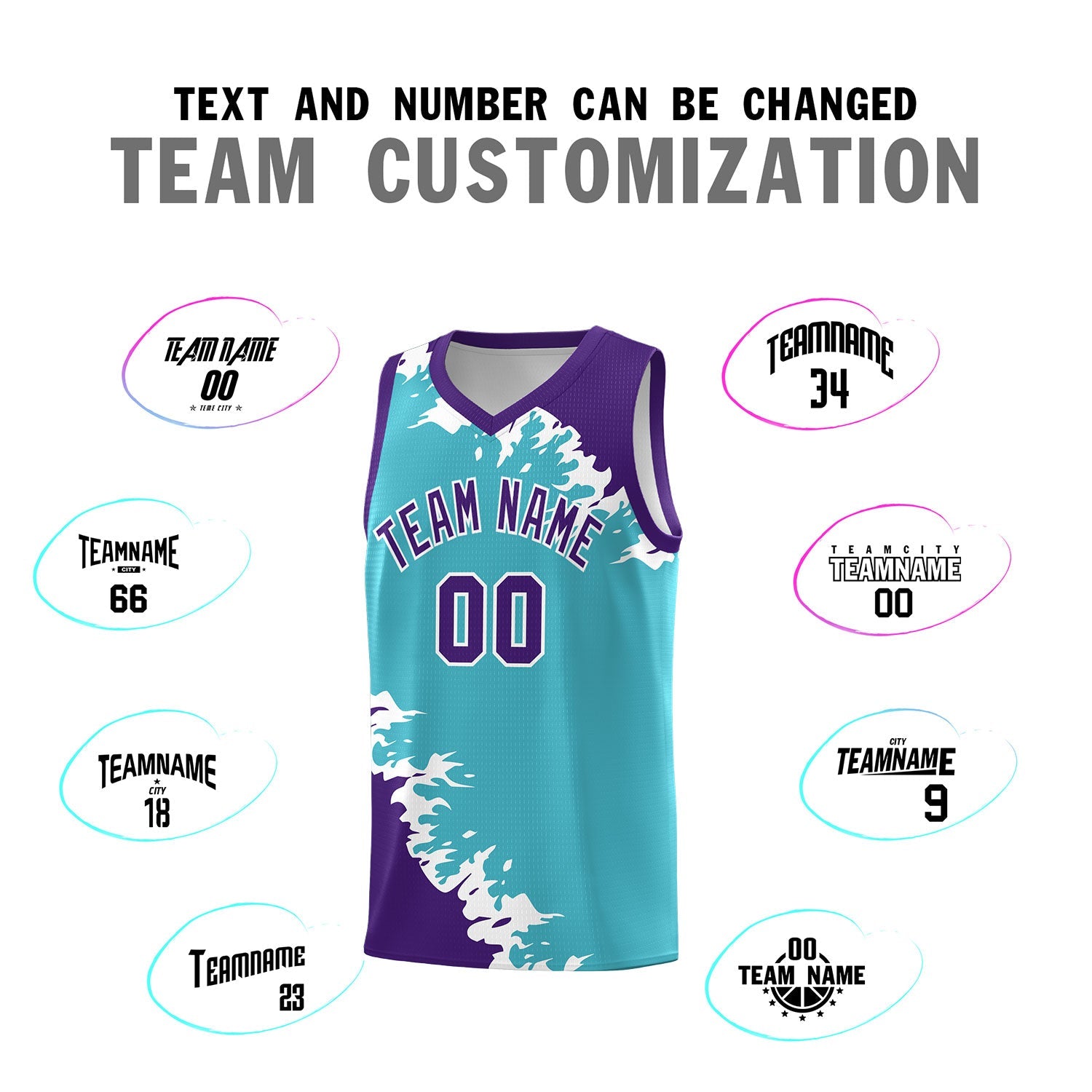 Custom Sky Blue Purple-White Sparkle Print Pattern Basketball Kits