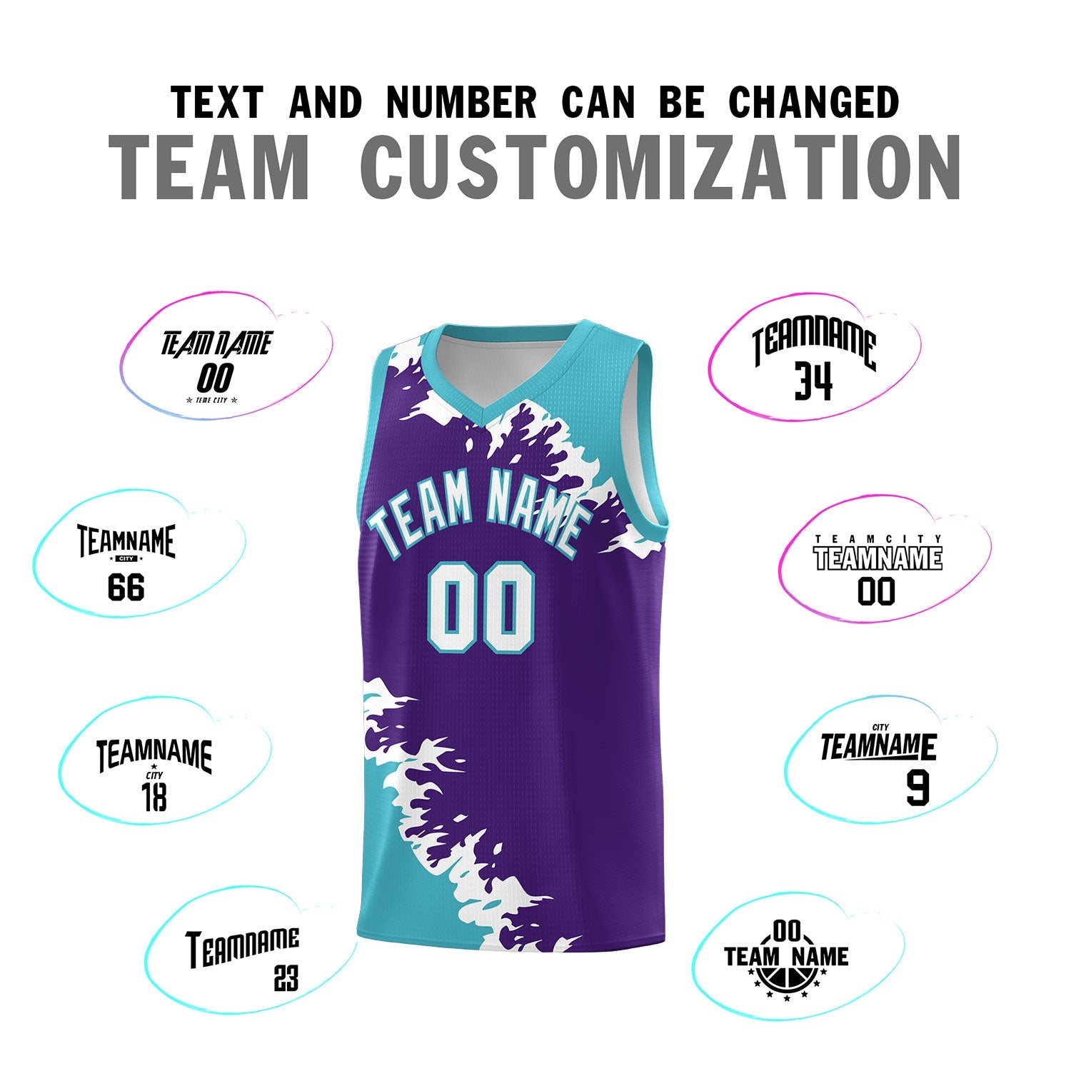Custom Purple Sky Blue-White Sparkle Print Pattern Basketball Kits