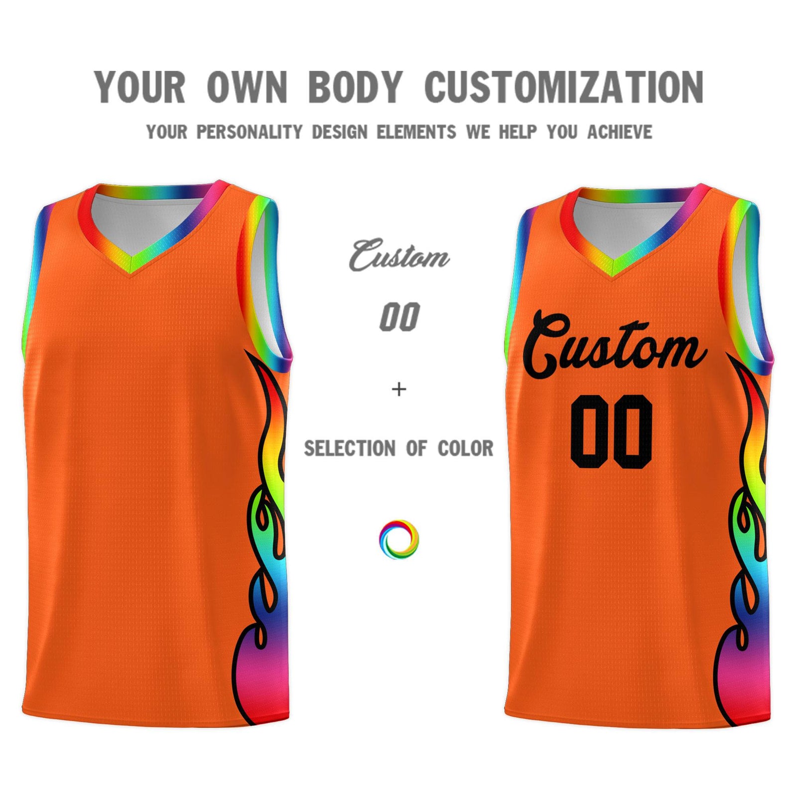 Custom Texas Orange Side Flame Pattern Fashion Sports Uniform Basketball Jersey